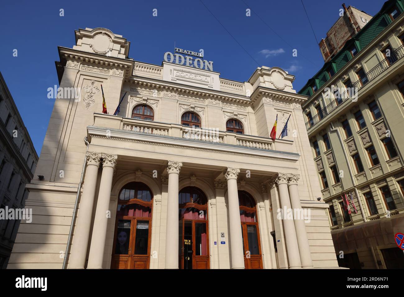 Il Teatro Odeon sulla Calea Victoriei di Bucarest, uno dei luoghi d'arte più noti della capitale, la Romania. Foto Stock