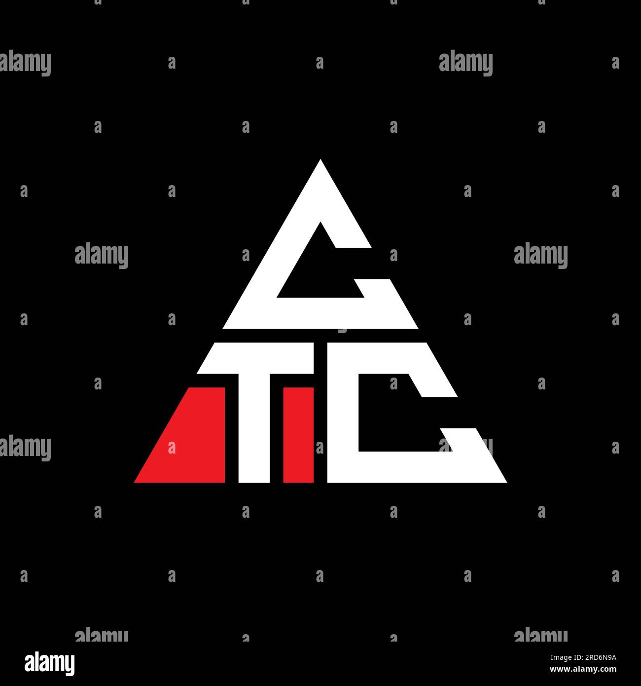 Logo CTC a lettere triangolari con forma a triangolo. Monogramma del design del logo del triangolo CTC. Modello di logo vettoriale a triangolo CTC di colore rosso. CTC triangul Illustrazione Vettoriale