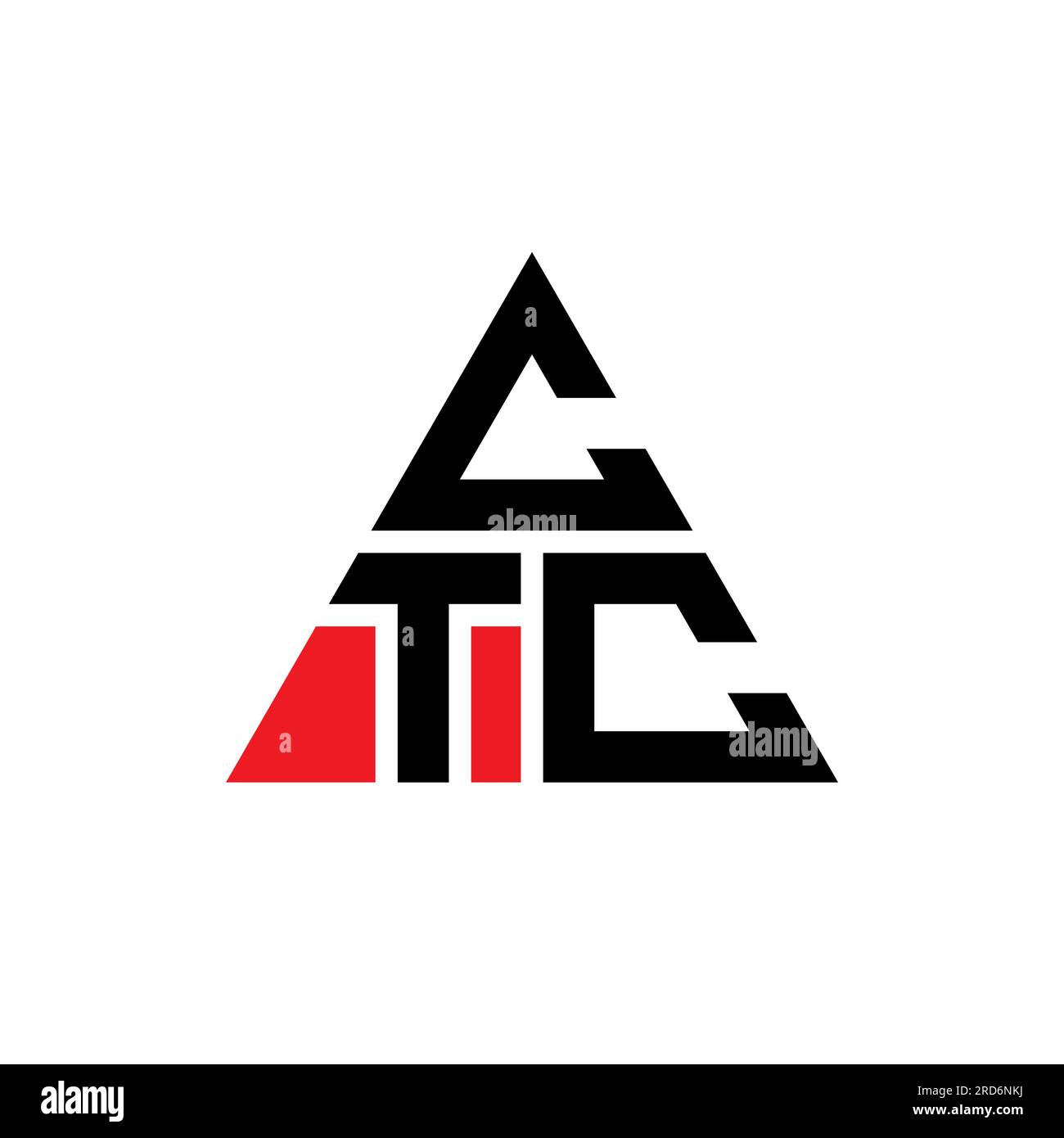 Logo CTC a lettere triangolari con forma a triangolo. Monogramma del design del logo del triangolo CTC. Modello di logo vettoriale a triangolo CTC di colore rosso. CTC triangul Illustrazione Vettoriale