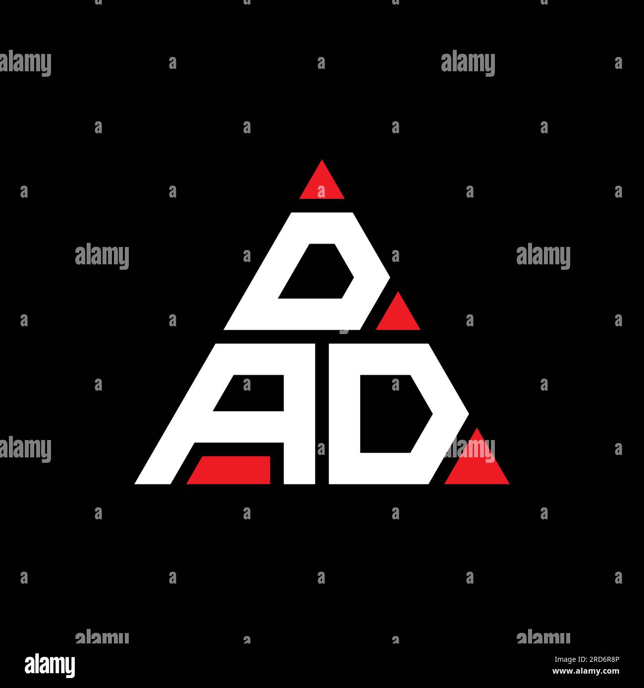 Logo DAD a forma di lettera triangolare con forma a triangolo. Monogramma di design del logo DAD Triangle. Modello con logo vettoriale DAD triangolare di colore rosso. PAPA' triangul Illustrazione Vettoriale
