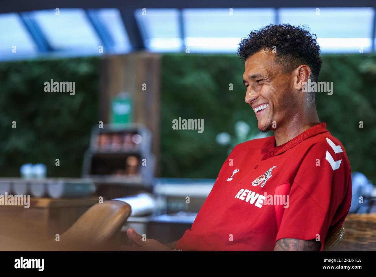 Mariaalm, Austria. 18 luglio 2023. Calcio: Bundesliga, l'attaccante di Colonia DAVIE Selke intervistato dal dpa. Crediti: Tim Rehbein/dpa/Alamy Live News Foto Stock