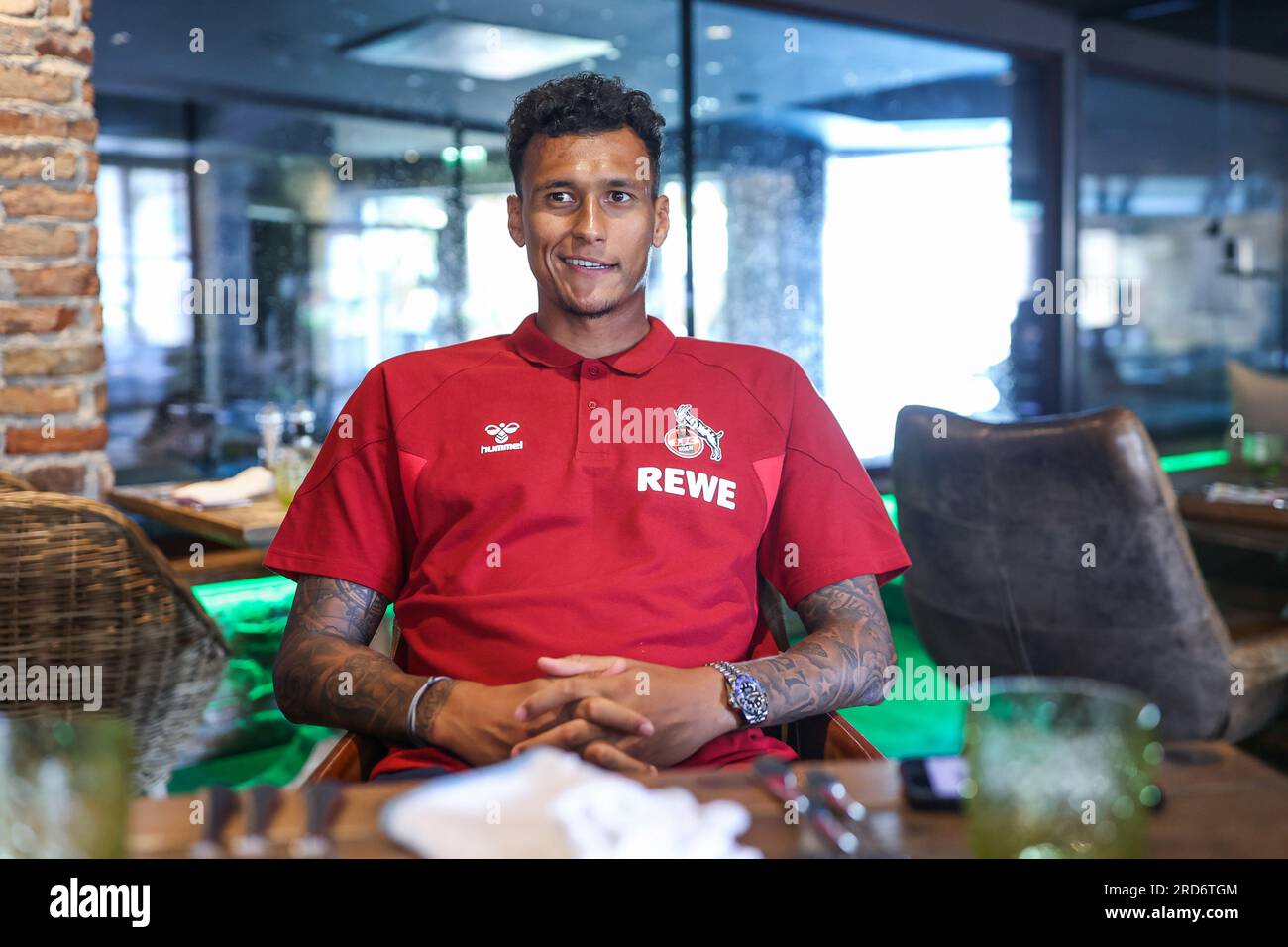 Mariaalm, Austria. 18 luglio 2023. Calcio: Bundesliga, l'attaccante di Colonia DAVIE Selke intervistato dal dpa. Crediti: Tim Rehbein/dpa/Alamy Live News Foto Stock