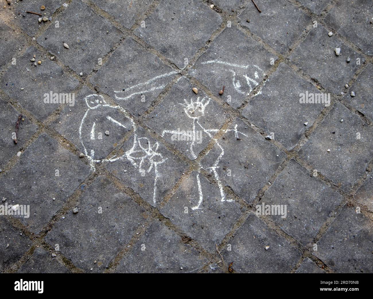 Un gesso disegnato sul pavimento del parco Foto Stock