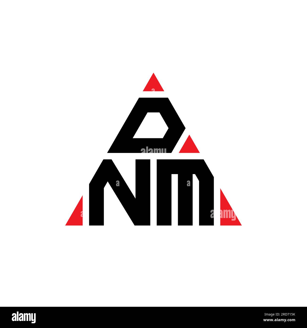 Logo DNM a lettere triangolari con forma triangolare. Monogramma del design del logo triangolare DNM. Modello di logo vettoriale triangolare DNM DI colore rosso. DNM triangul Illustrazione Vettoriale