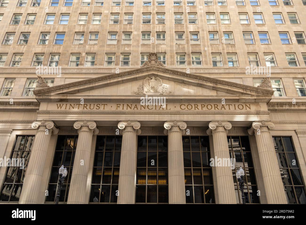 Wintrust Financial Corporation in Chicago Building facciata esterna nel quartiere finanziario di Chicago Foto Stock