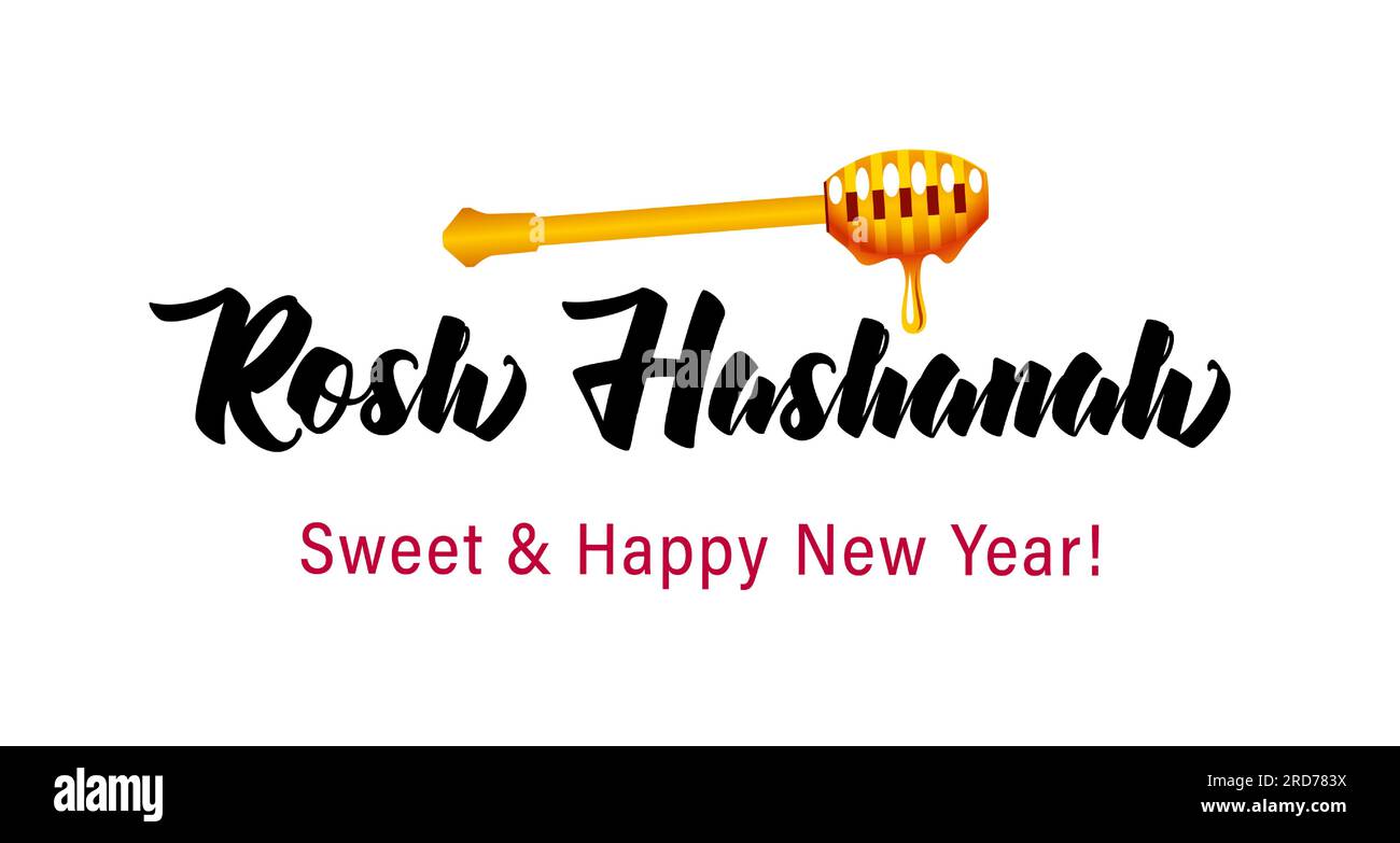 Rosh Hashanah elegante scritta con miele. Illustrazione vettoriale Shana Tova Illustrazione Vettoriale