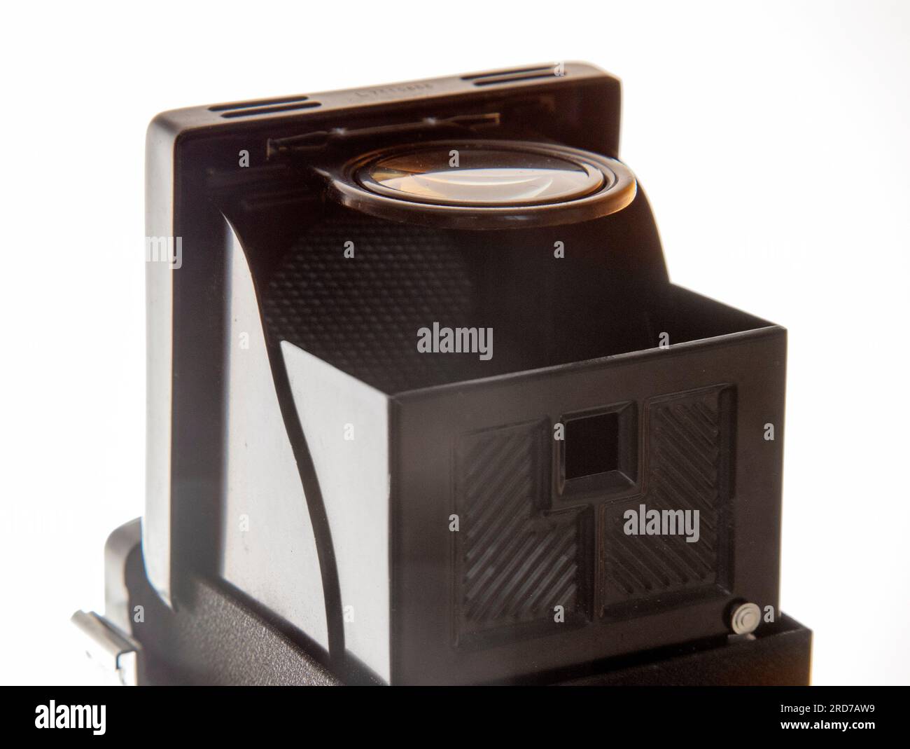 Mirino di una Yashica 24, una fotocamera tlr reflex a doppio obiettivo realizzata in Giappone intorno al 1967, con pellicola a 220°. Foto Stock