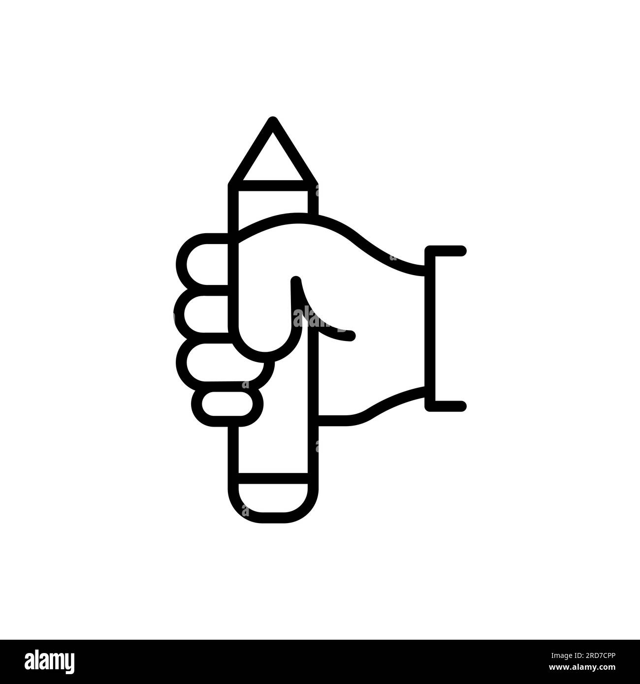 Icona a forma di matita a mano chiusa, rivoluzione dell'istruzione creativa, pugno fulmineo, logo, simbolo Web a linee sottili - illustrazione del vettore di traccia modificabile Illustrazione Vettoriale