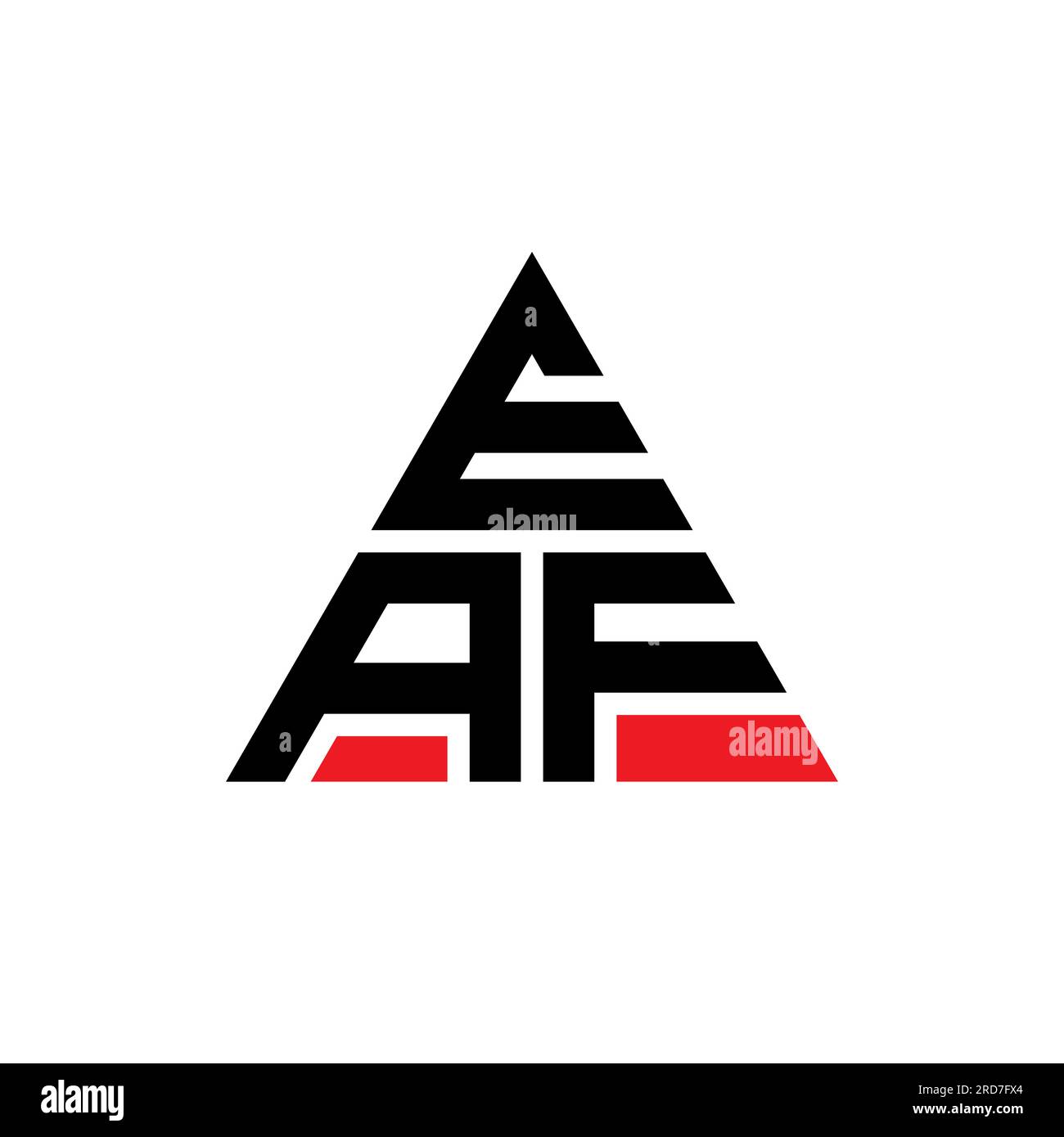 Logo EAF triangolare a lettere con forma triangolare. Monogramma del logo EAF Triangle. Modello con logo vettoriale a triangolo EAF di colore rosso. EAF triangul Illustrazione Vettoriale