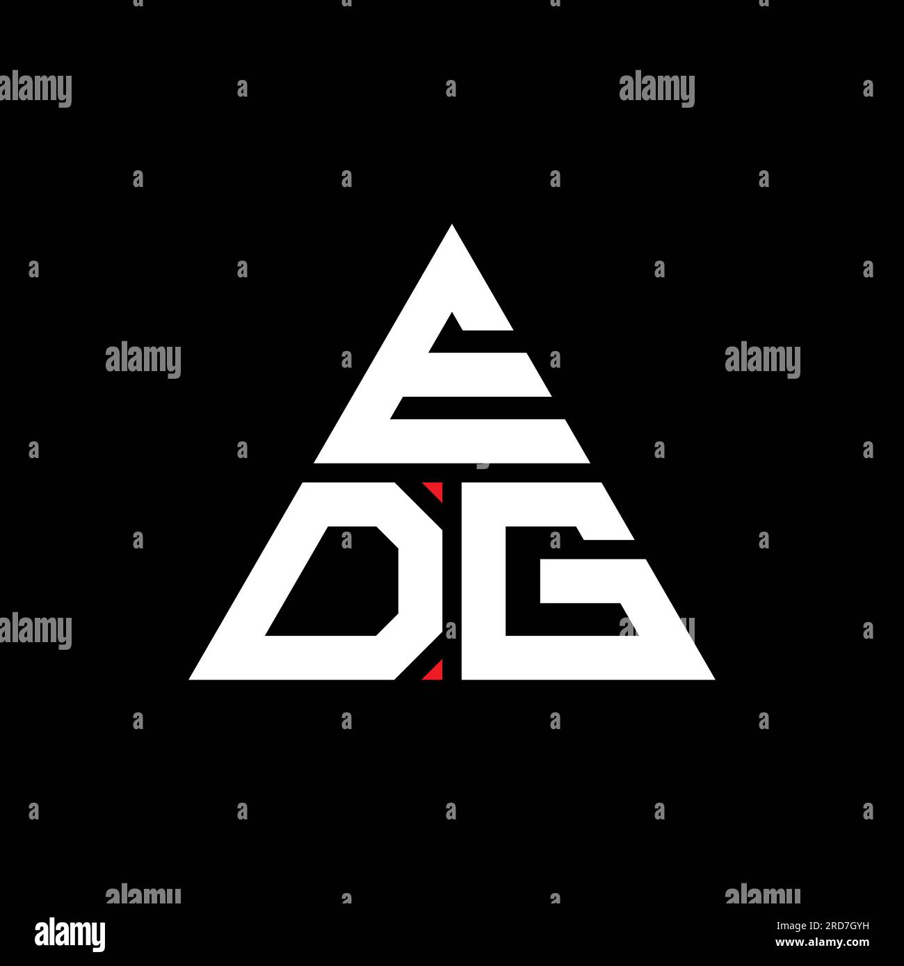 Logo EDG triangolare a lettere con forma triangolare. Monogramma di design con logo triangolare EDG. Modello logo vettoriale triangolare EDG di colore rosso. EDG triangul Illustrazione Vettoriale