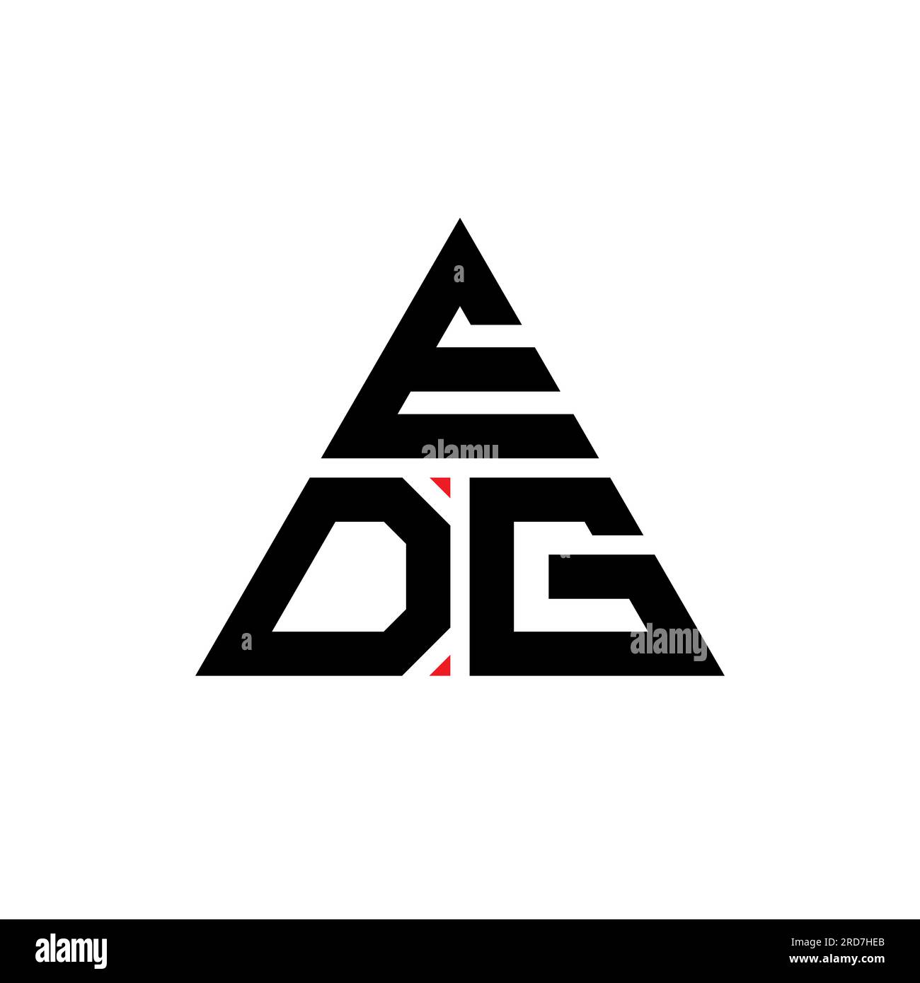 Logo EDG triangolare a lettere con forma triangolare. Monogramma di design con logo triangolare EDG. Modello logo vettoriale triangolare EDG di colore rosso. EDG triangul Illustrazione Vettoriale