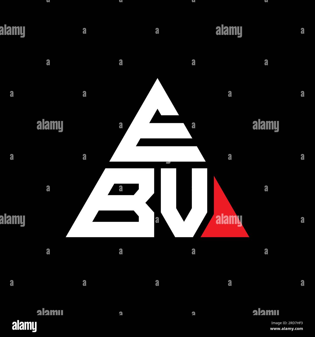 Logo a lettere triangolari EBV con forma triangolare. Monogramma di design con logo triangolare EBV. Modello di logo vettoriale triangolare EBV di colore rosso. EBV triangul Illustrazione Vettoriale