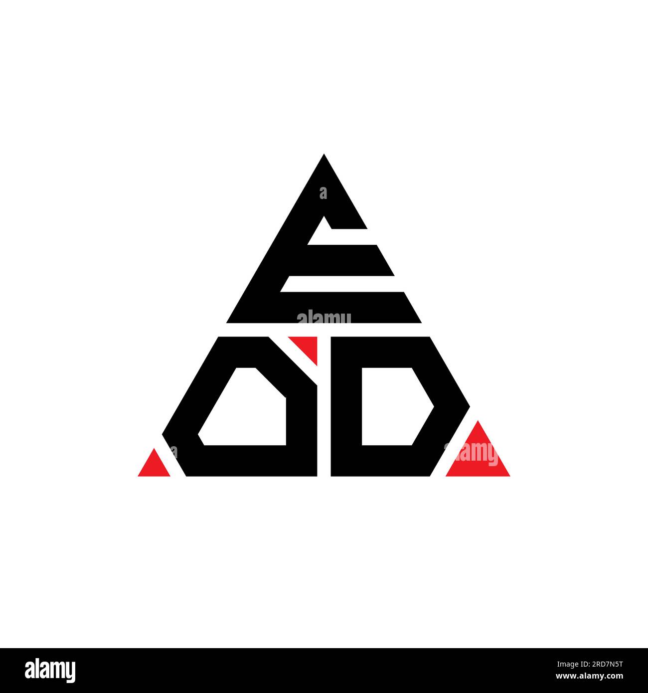 Logo a lettera triangolare EOD con forma triangolare. Monogramma di design con logo a triangolo EOD. Modello logo vettoriale triangolare EOD di colore rosso. EOD triangul Illustrazione Vettoriale