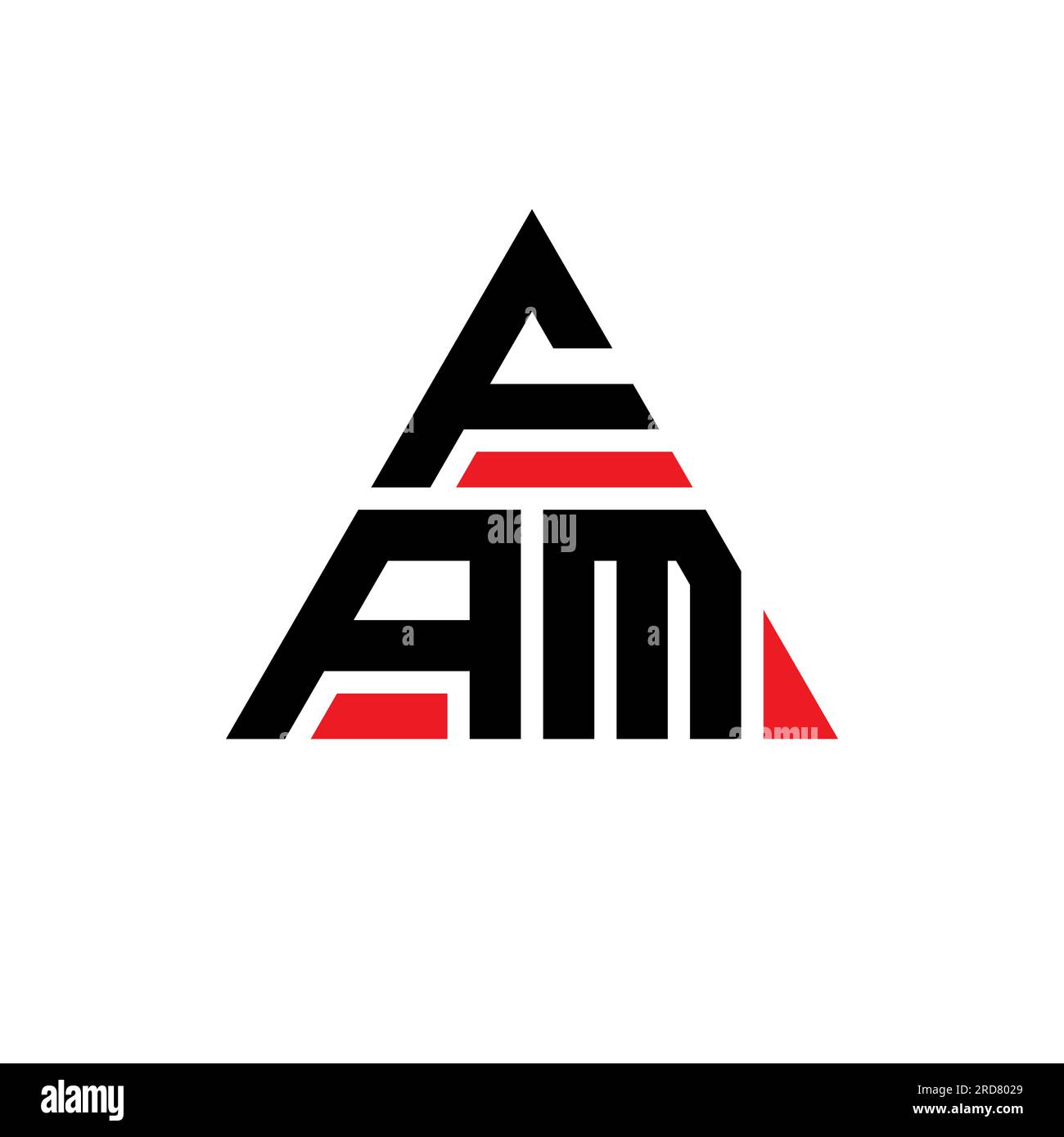 Logo FAM triangolare a lettere con forma triangolare. Monogramma di design con logo triangolare FAM. Modello di logo vettoriale triangolare FAM di colore rosso. FAM triangul Illustrazione Vettoriale