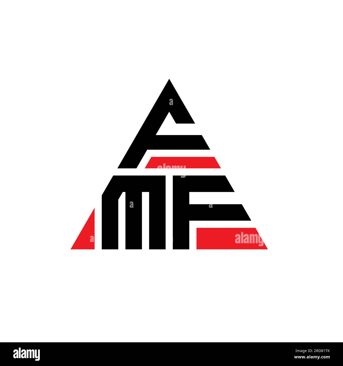 Logo FMF a lettere triangolari con forma triangolare. Monogramma di design con logo triangolare FMF. Modello con logo vettoriale triangolare FMF di colore rosso. FMF triangul Illustrazione Vettoriale