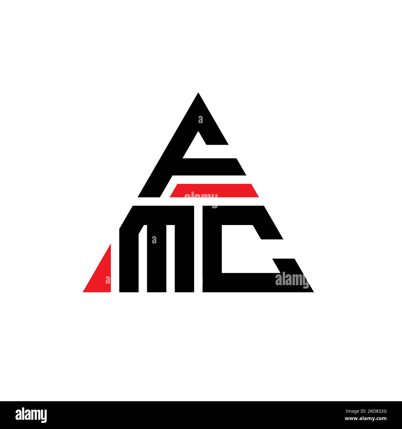 Logo FMC triangolare a lettere con forma triangolare. Monogramma di design con logo triangolare FMC. Modello di logo vettoriale triangolare FMC di colore rosso. FMC triangul Illustrazione Vettoriale