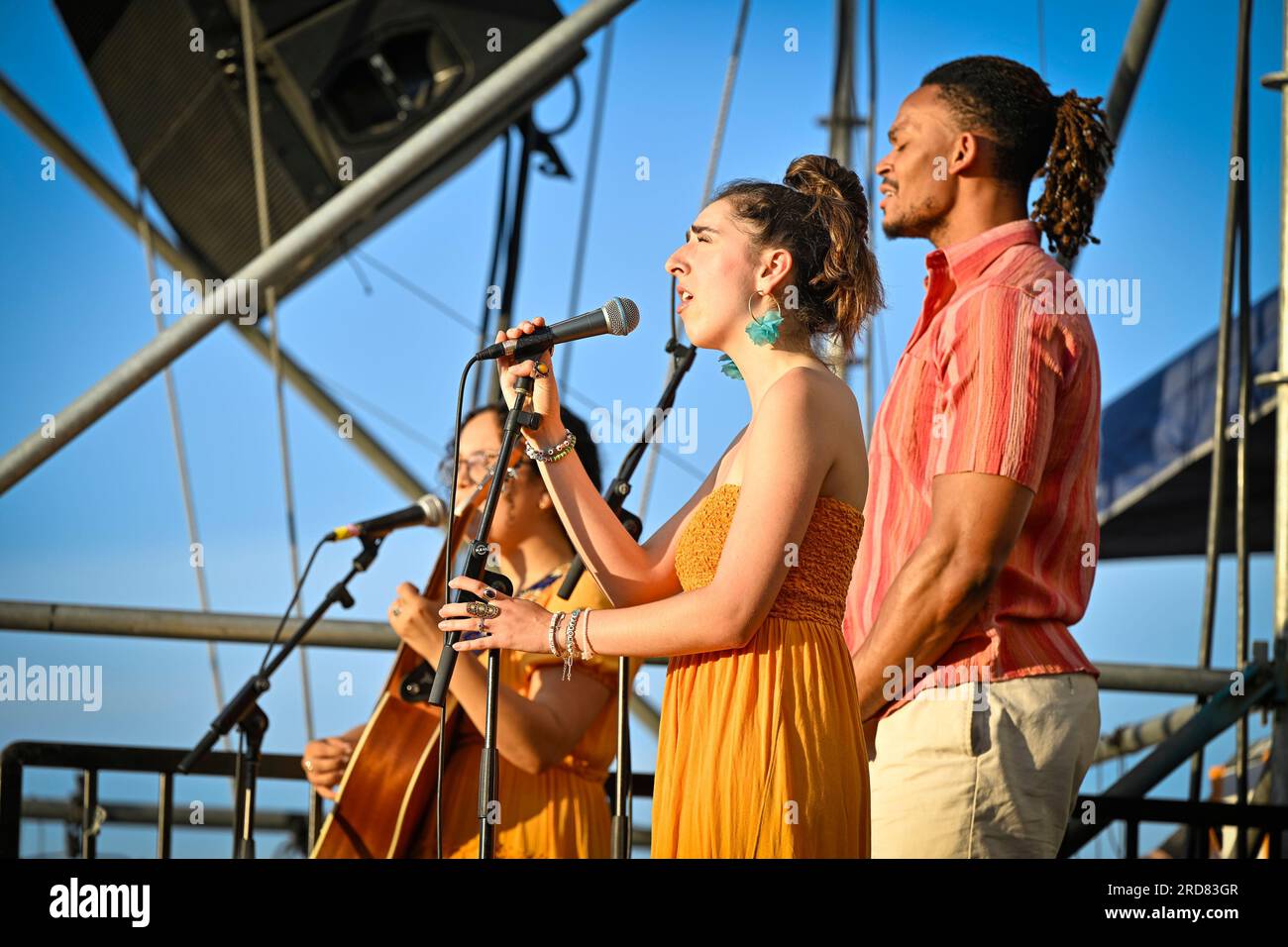 Tiny Habits, gruppo vocale, Vancouver Folk Music Festival, Jericho Park, Vancouver, British Columbia, Canada Foto Stock