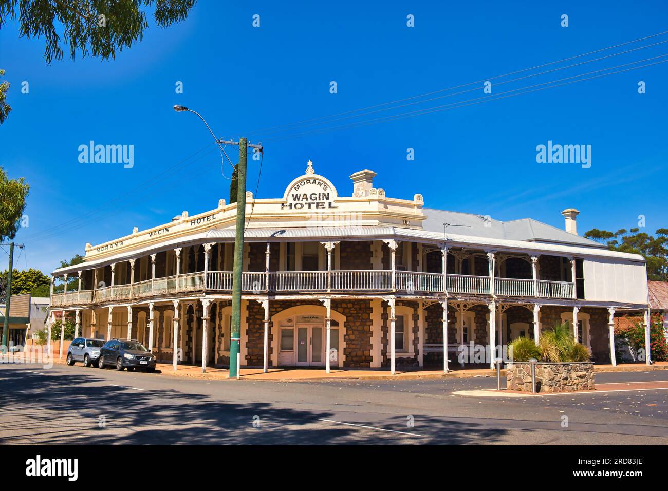 Il Moran's Wagin Hotel d'epoca a Wagin, una piccola città nella cintura di ruote dell'Australia Occidentale. Foto Stock
