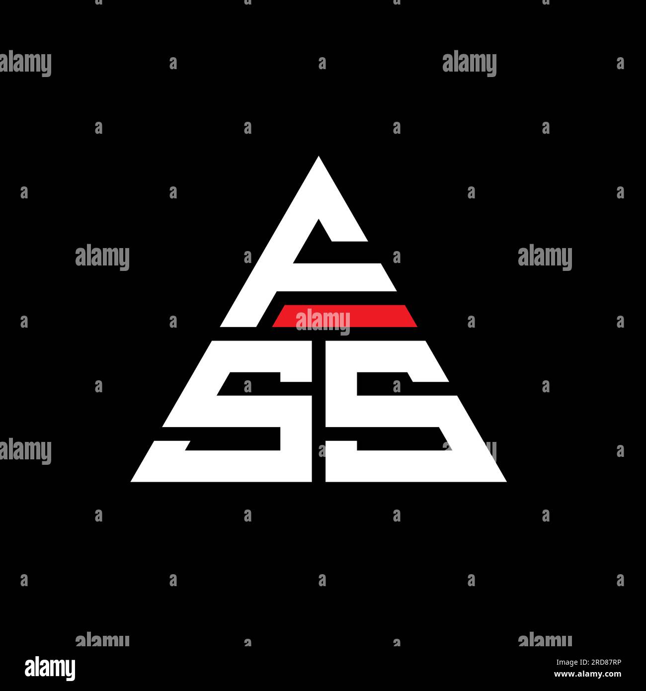 Logo FSS a lettera triangolare con forma triangolare. Monogramma di design con logo triangolare FSS. Modello di logo vettoriale triangolare FSS di colore rosso. FSS triangul Illustrazione Vettoriale