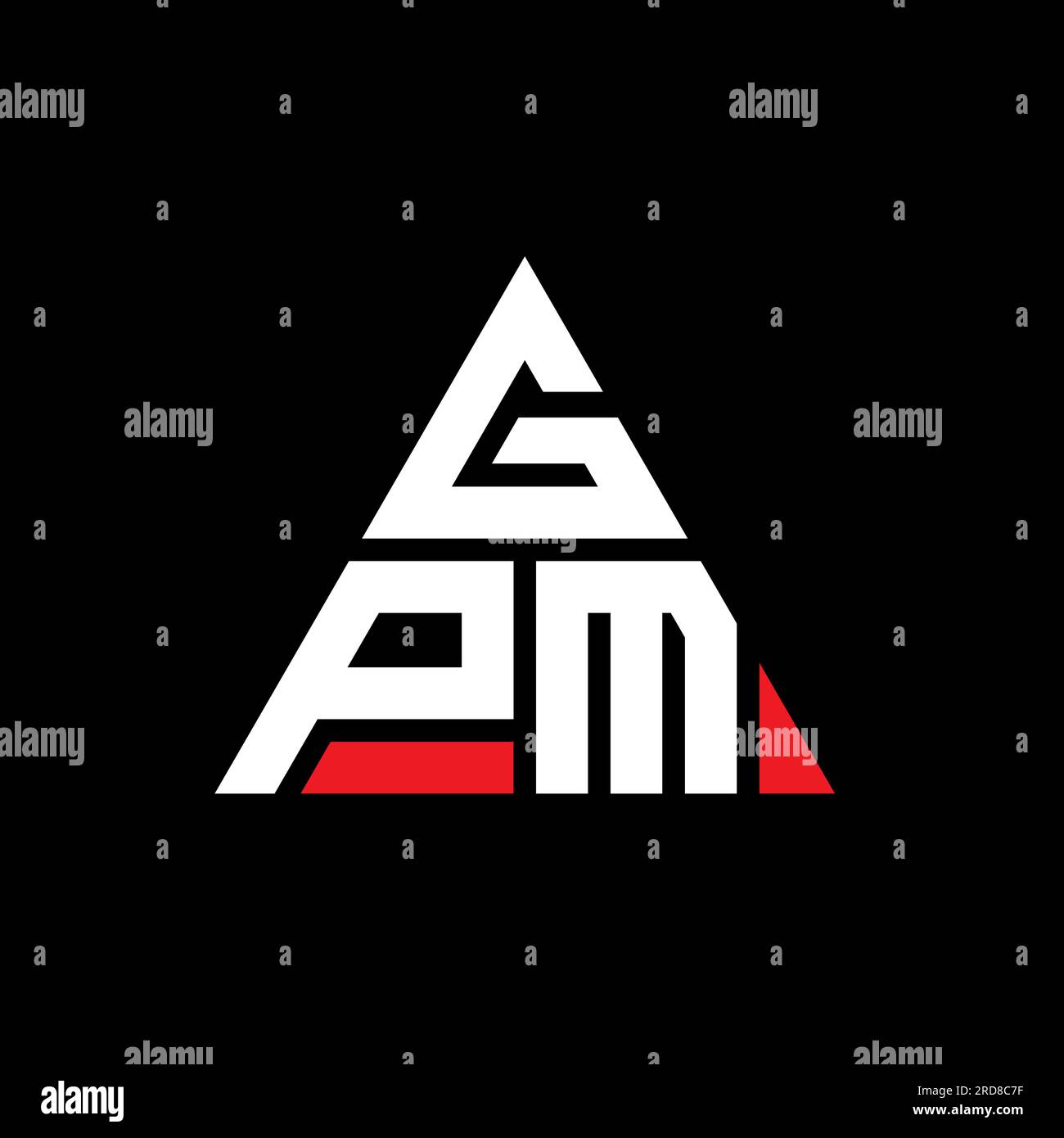 Logo GPM a lettere triangolari con forma a triangolo. Monogramma del logo GPM triangolare. Modello di logo vettoriale GPM triangolare di colore rosso. GPM triangul Illustrazione Vettoriale