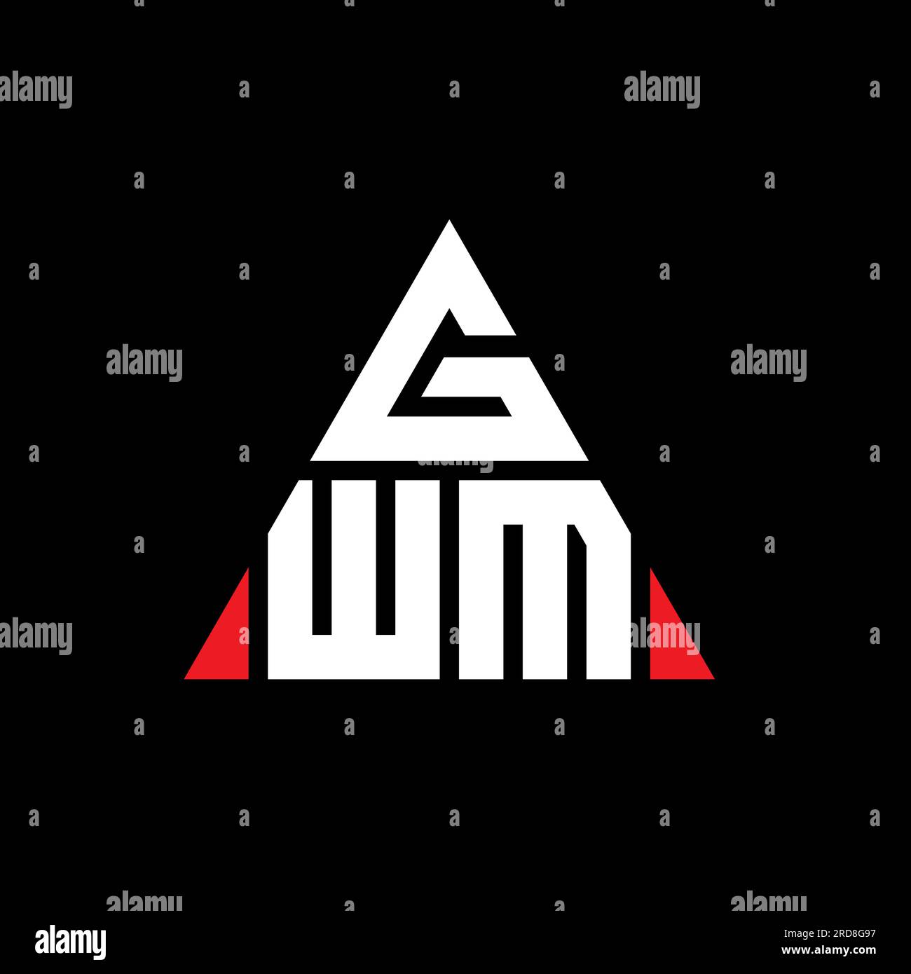 Design con logo a lettera triangolare GWM con forma a triangolo. Monogramma di design con logo triangolare GWM. Modello con logo vettoriale triangolare GWM di colore rosso. GWM triangul Illustrazione Vettoriale