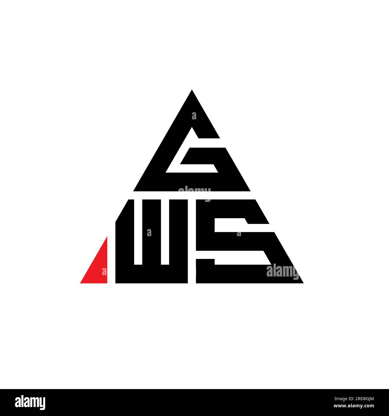 Logo GWS triangolare a lettere con forma triangolare. Monogramma di design con logo triangolare GWS. Modello di logo vettoriale triangolare GWS di colore rosso. GWS triangul Illustrazione Vettoriale