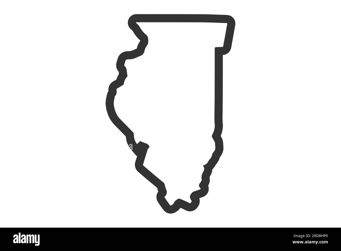 Simbolo del contorno dell'Illinois. Mappa dello stato DEGLI STATI UNITI. Illustrazione vettoriale Illustrazione Vettoriale