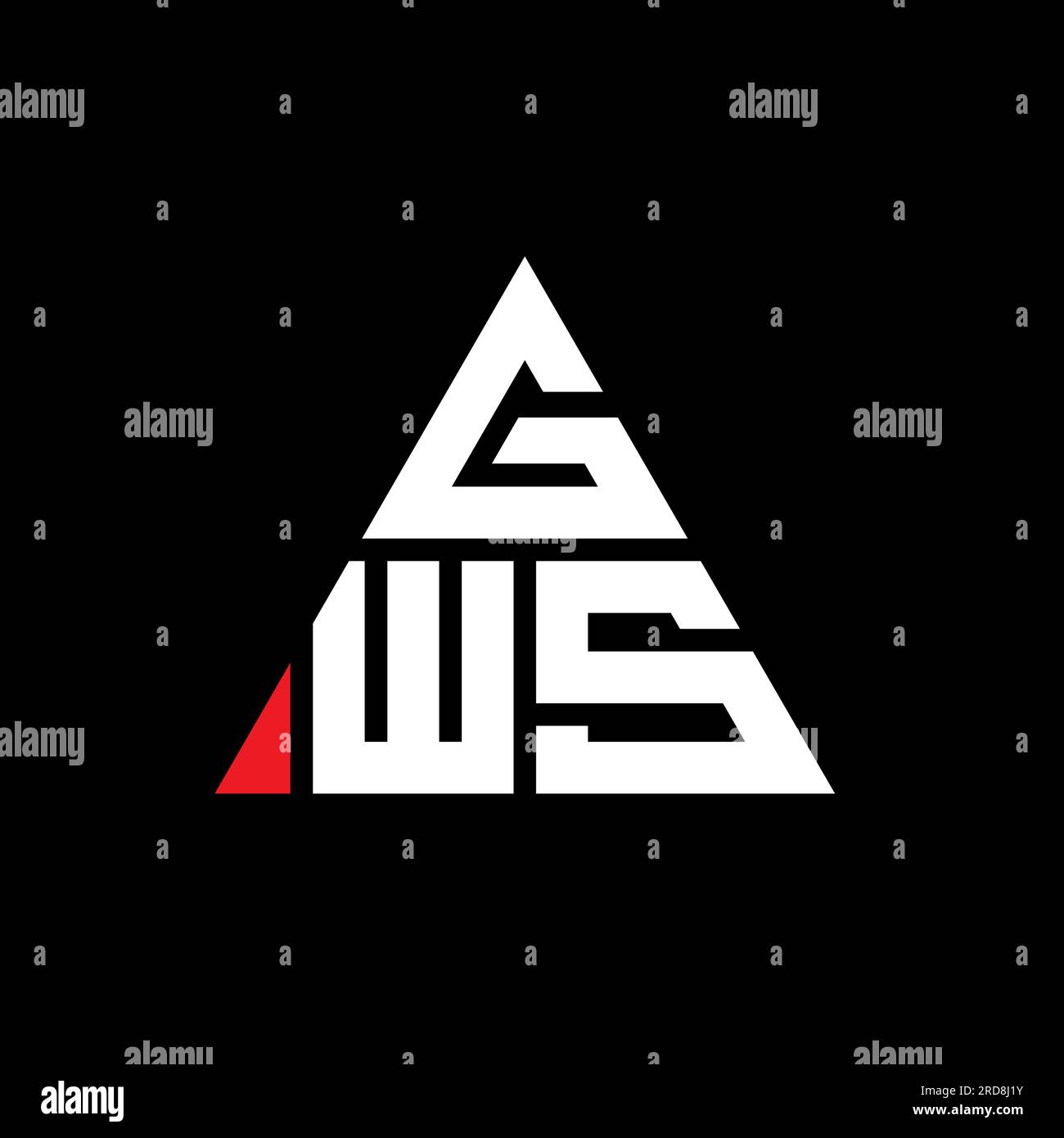 Logo GWS triangolare a lettere con forma triangolare. Monogramma di design con logo triangolare GWS. Modello di logo vettoriale triangolare GWS di colore rosso. GWS triangul Illustrazione Vettoriale