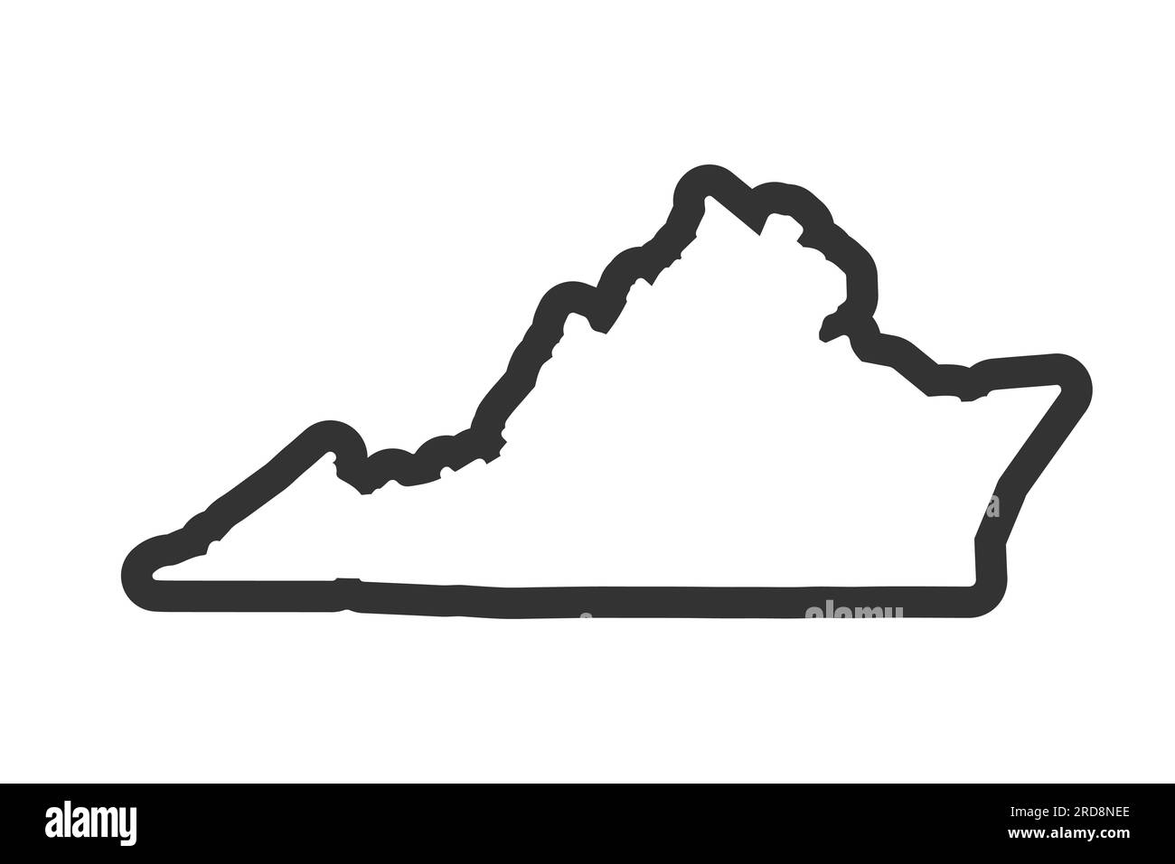 Mappa dello stato della Virginia. Mappa dello stato DEGLI STATI UNITI. Simbolo del contorno della Virginia. Illustrazione vettoriale Illustrazione Vettoriale