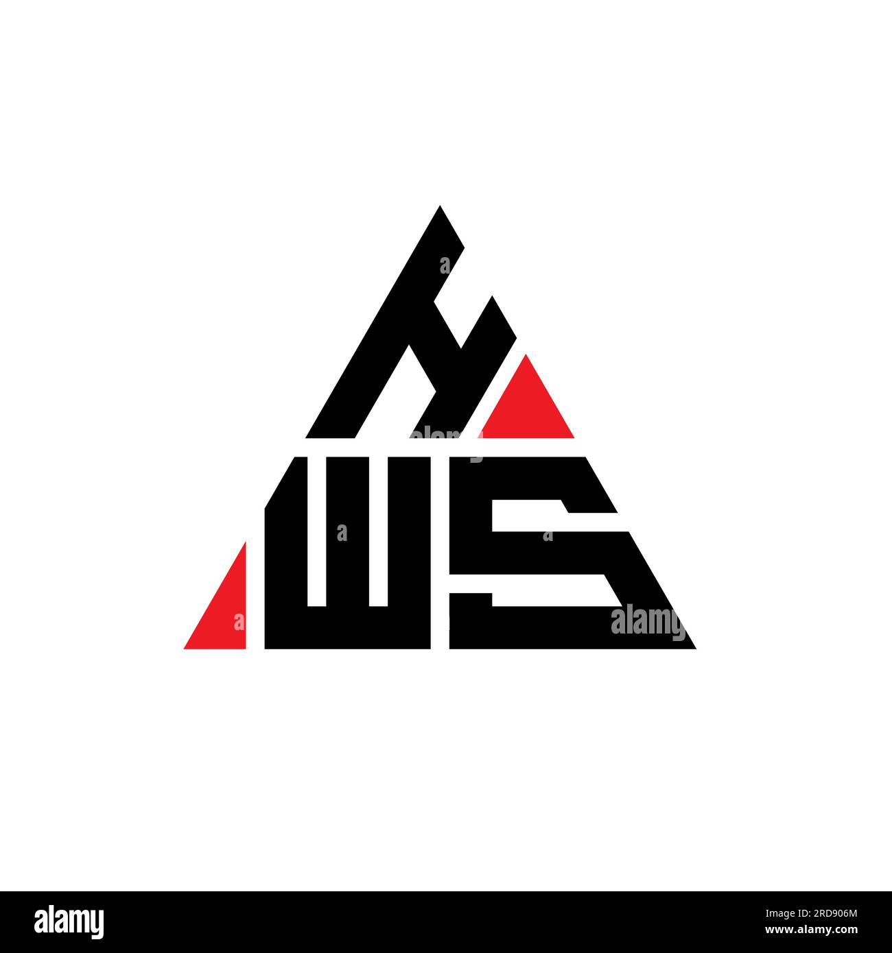 Logo a lettere triangolari HWS con forma triangolare. Monogramma di design con logo triangolare HWS. Modello logo vettoriale triangolare HWS di colore rosso. HWS triangul Illustrazione Vettoriale