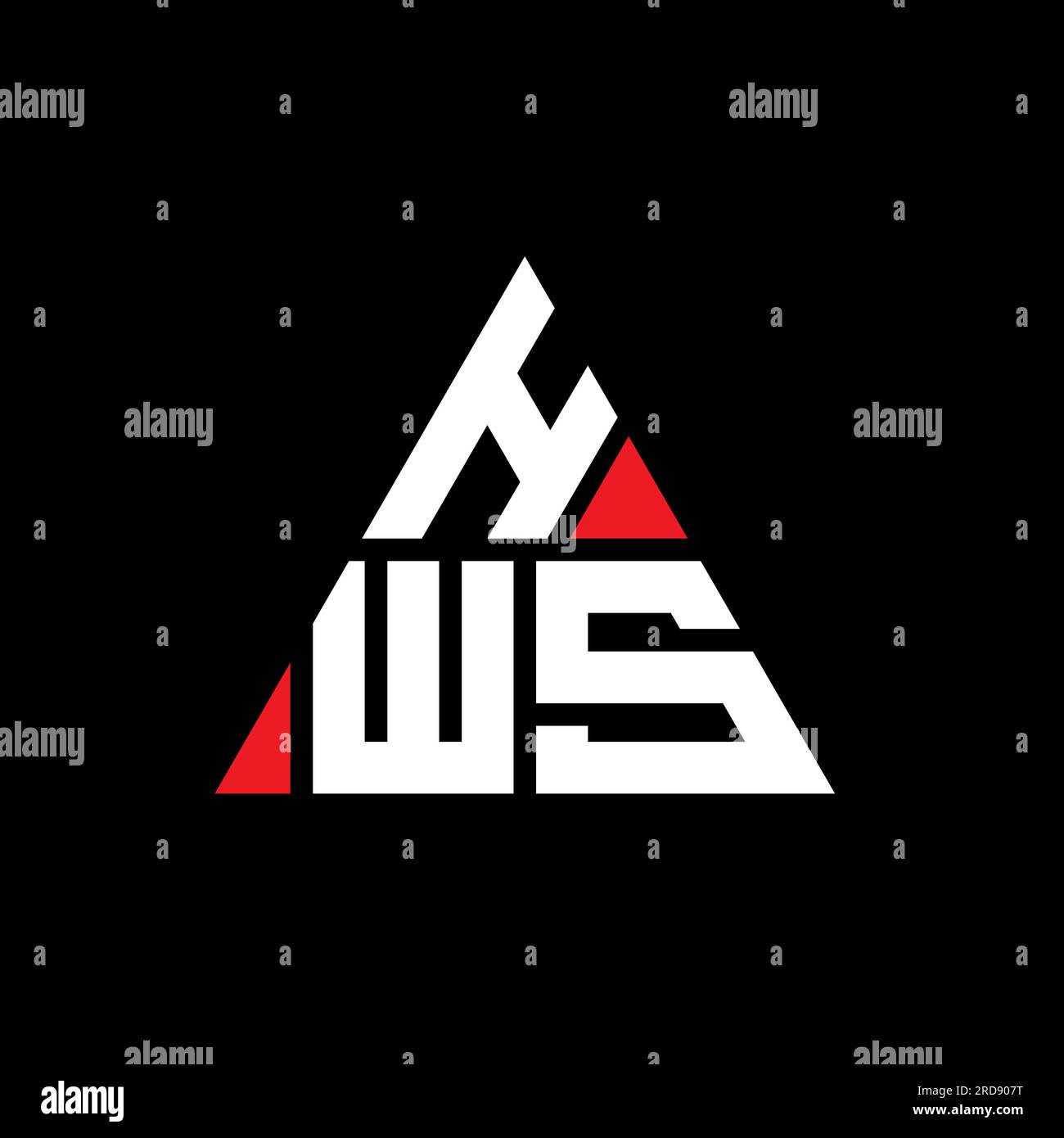 Logo a lettere triangolari HWS con forma triangolare. Monogramma di design con logo triangolare HWS. Modello logo vettoriale triangolare HWS di colore rosso. HWS triangul Illustrazione Vettoriale