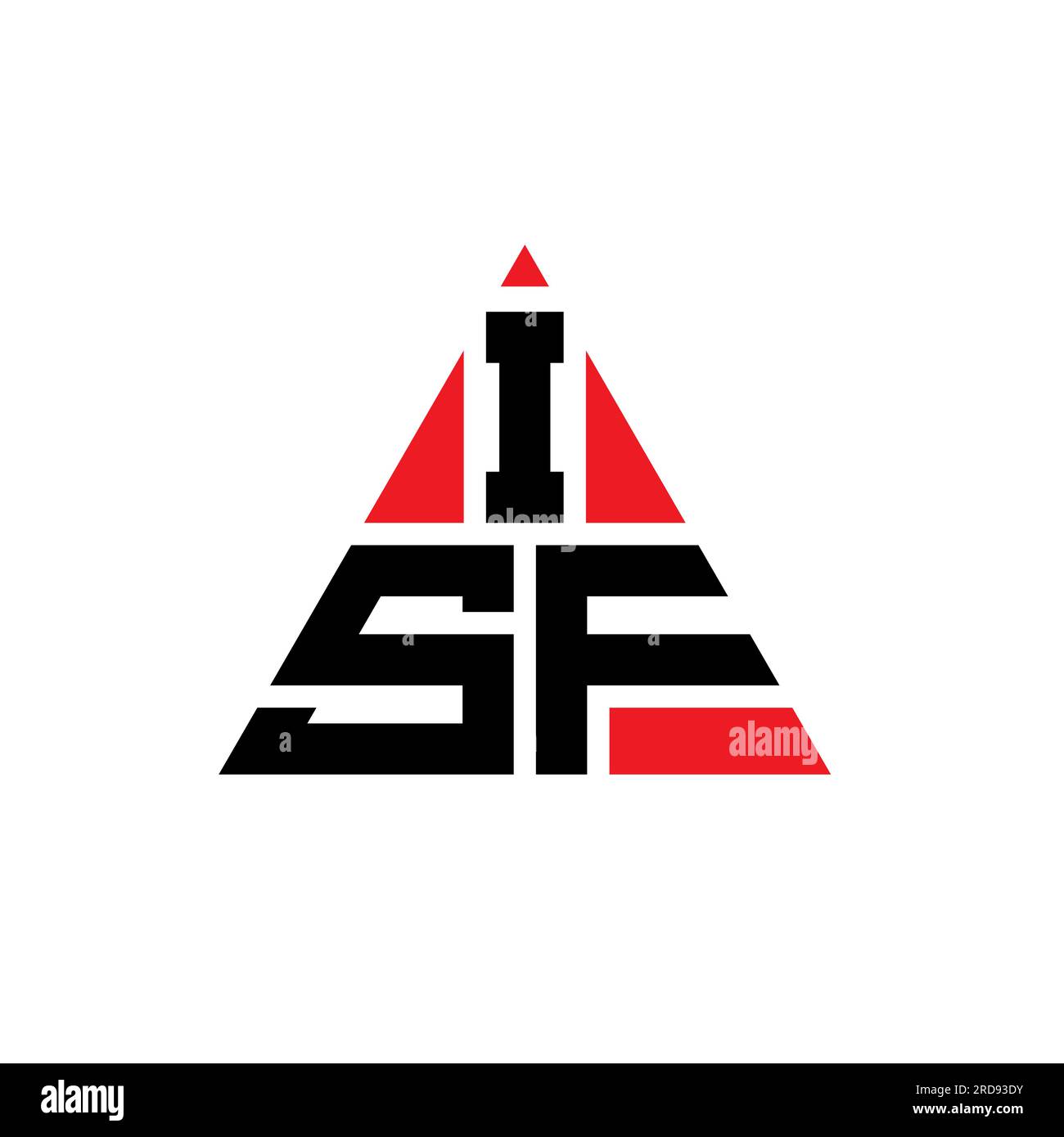 Logo ISF a lettera triangolare con forma triangolare. Monogramma di design con logo triangolare ISF. Modello di logo vettoriale triangolare ISF di colore rosso. ISF triangul Illustrazione Vettoriale