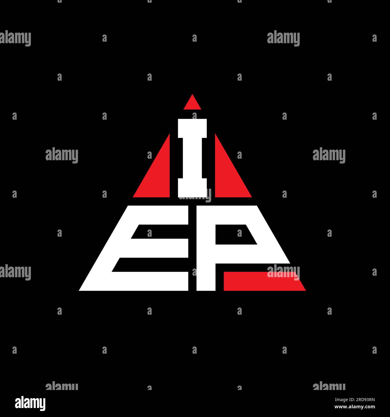 Logo a lettera triangolare IEP con forma triangolare. Monogramma di design con logo triangolare IEP. Modello di logo vettoriale triangolare IEP di colore rosso. IEP triangul Illustrazione Vettoriale