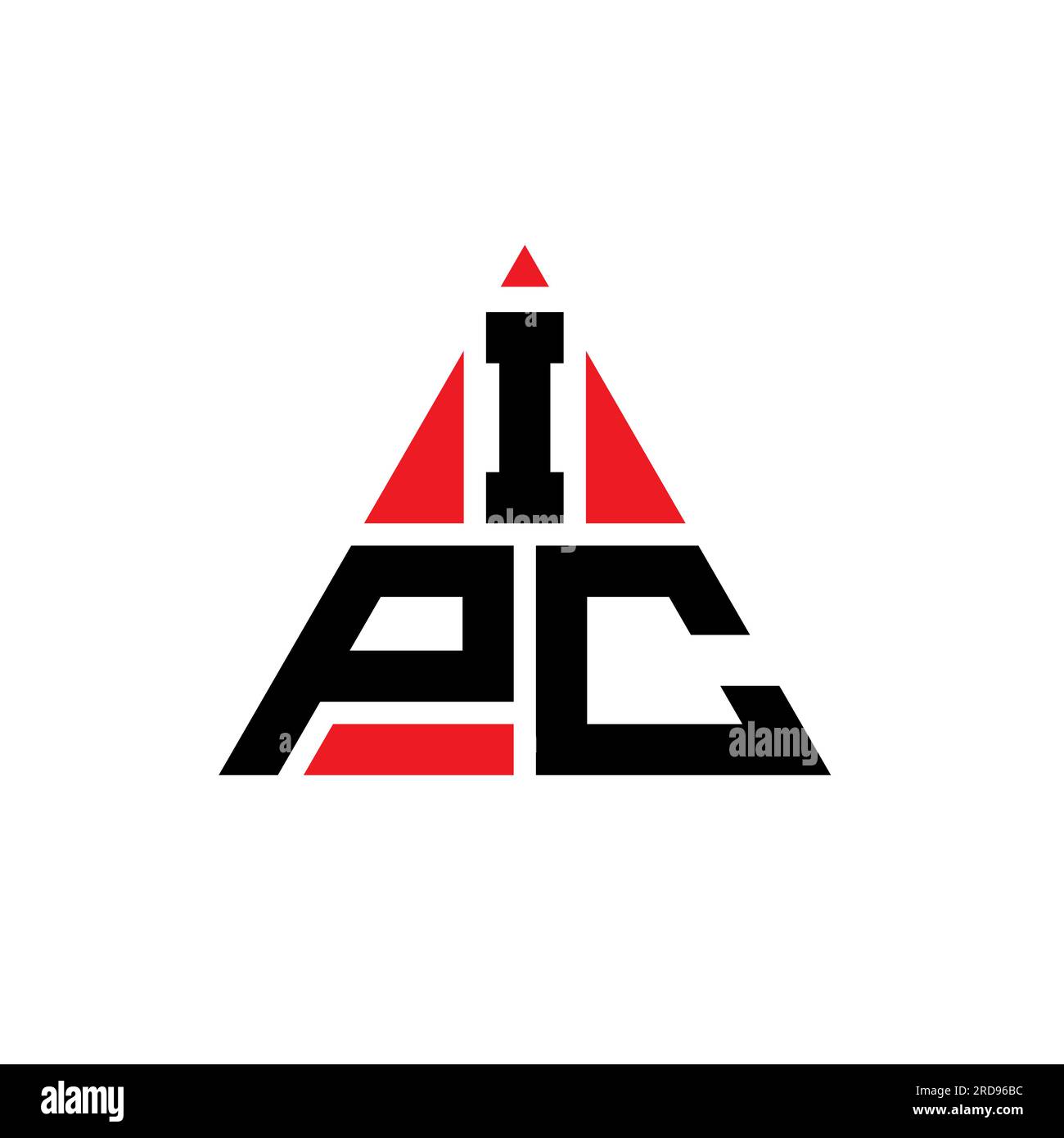 Design con logo a lettera triangolare IPC con forma a triangolo. Monogramma di design con logo triangolare IPC. Modello di logo vettoriale triangolare IPC di colore rosso. IPC triangul Illustrazione Vettoriale