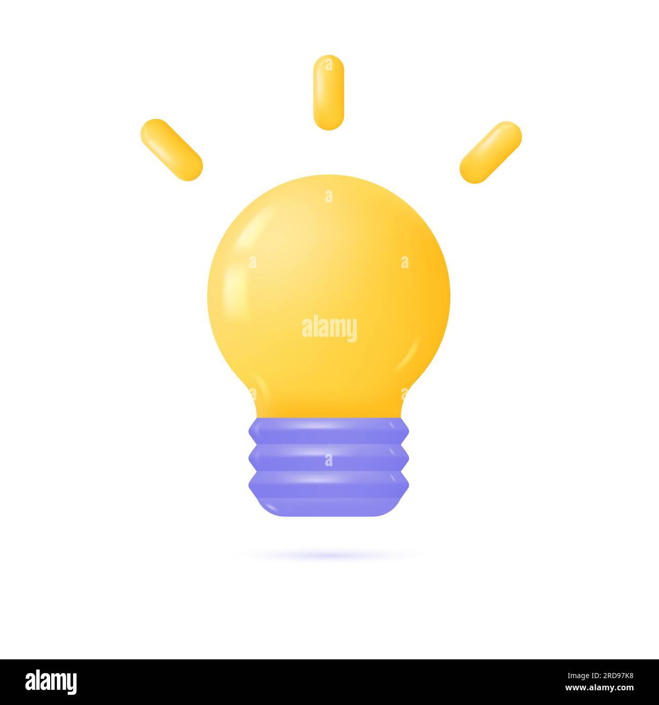 Icona della lampadina 3D illuminata in stile cartoni animati minimalista. il concetto di una nuova idea, di un'azienda o di una soluzione a un problema. l'illustrazione vettoriale è Illustrazione Vettoriale
