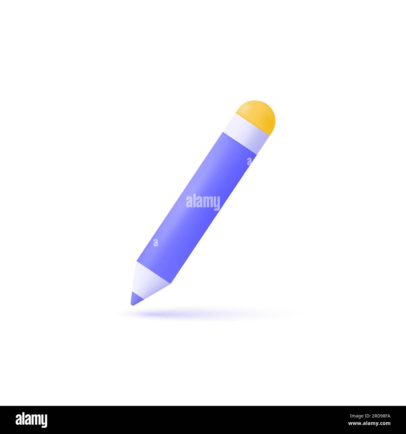 icona a forma di matita 3d in stile cartone animato minimalista. oggetto per la scrittura o il disegno. illustrazione vettoriale isolata su sfondo bianco. Illustrazione Vettoriale