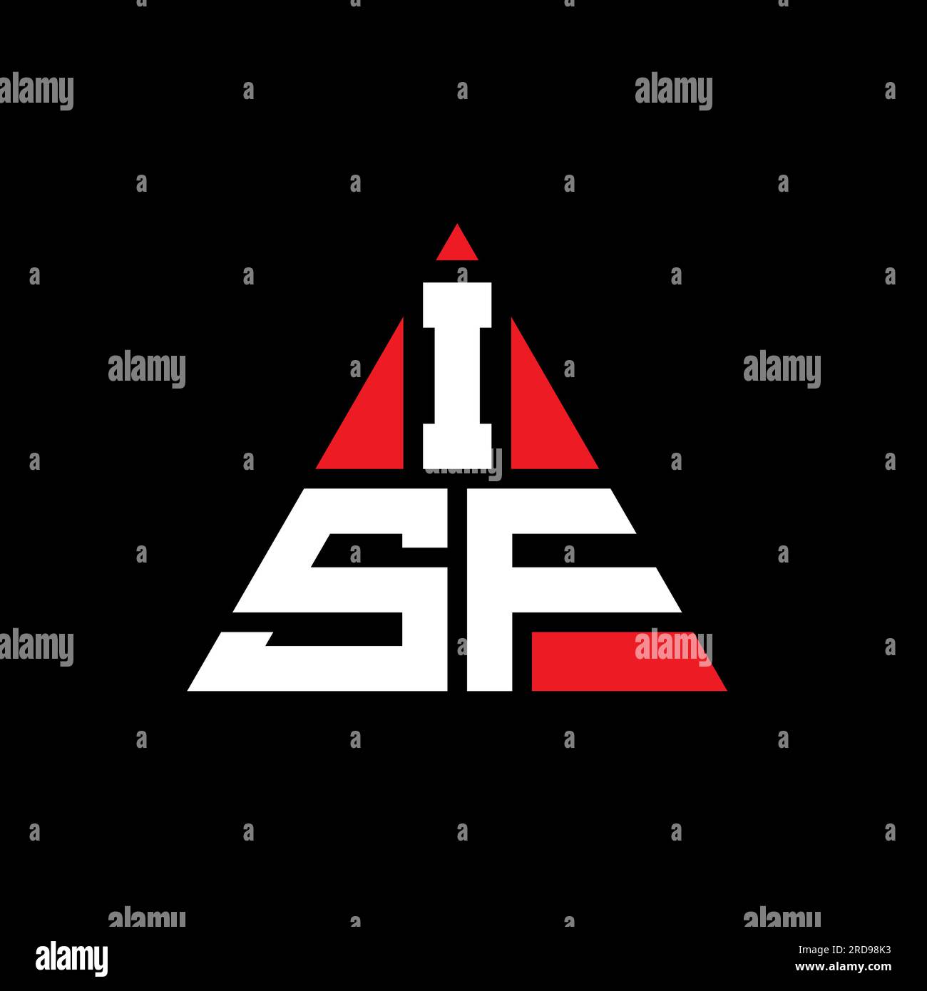 Logo ISF a lettera triangolare con forma triangolare. Monogramma di design con logo triangolare ISF. Modello di logo vettoriale triangolare ISF di colore rosso. ISF triangul Illustrazione Vettoriale