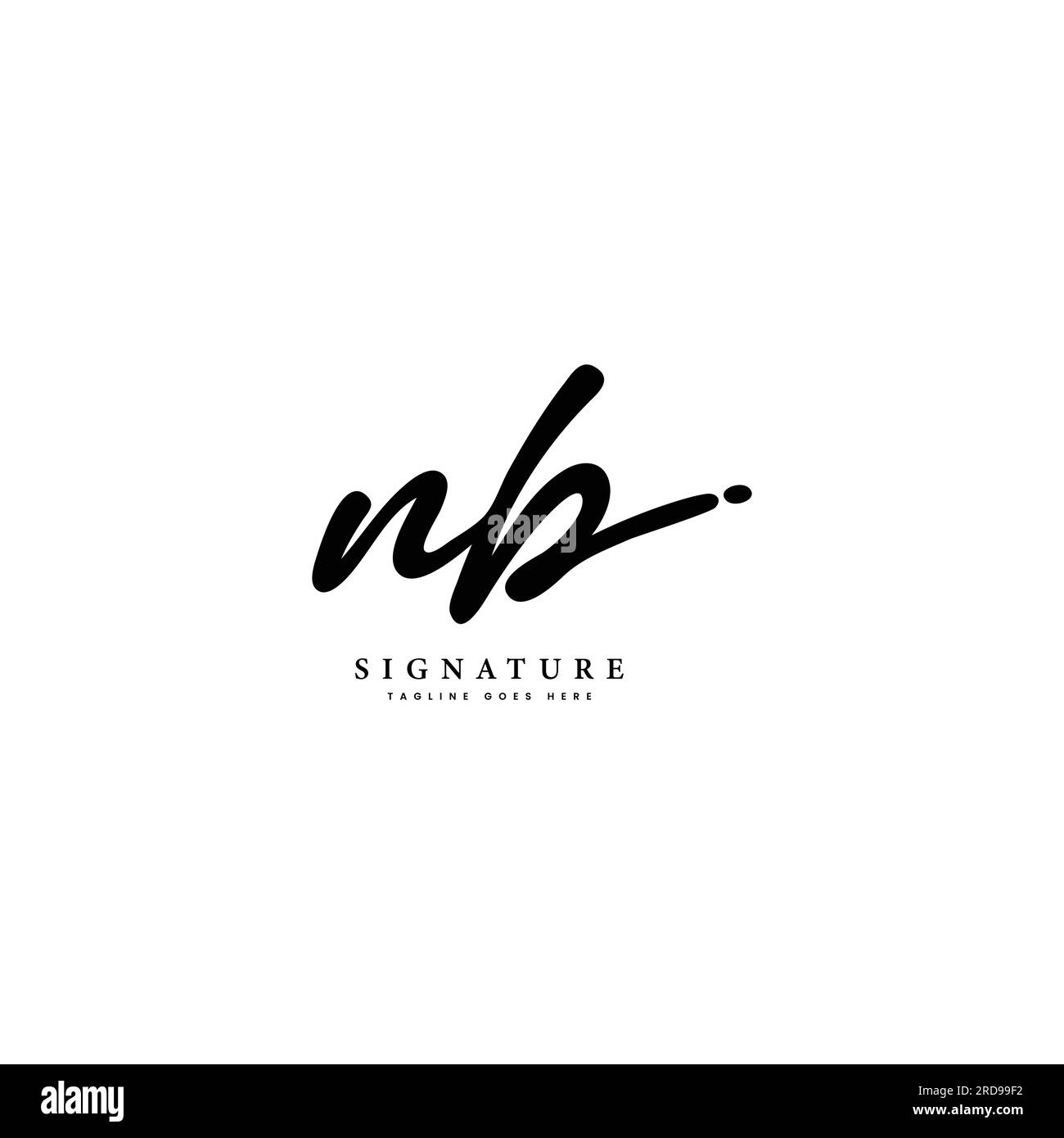N, B, NB lettera iniziale scritta a mano e firma del logo dell'immagine vettoriale Illustrazione Vettoriale