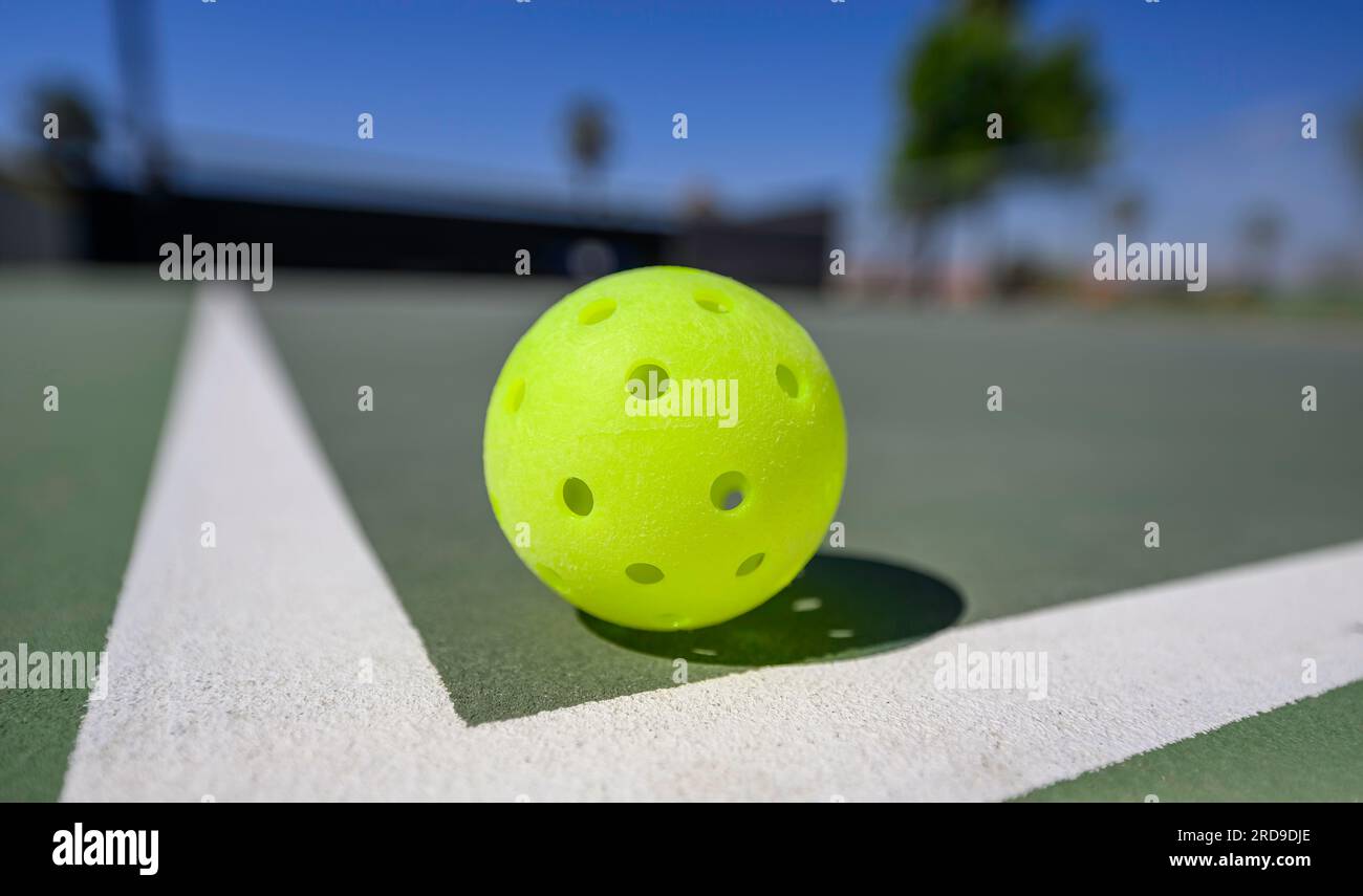 Pickleball su un campo Foto Stock