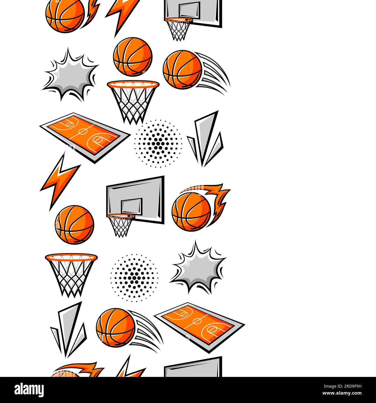 Modello con oggetti da basket. Illustrazione del club sportivo. Illustrazione Vettoriale