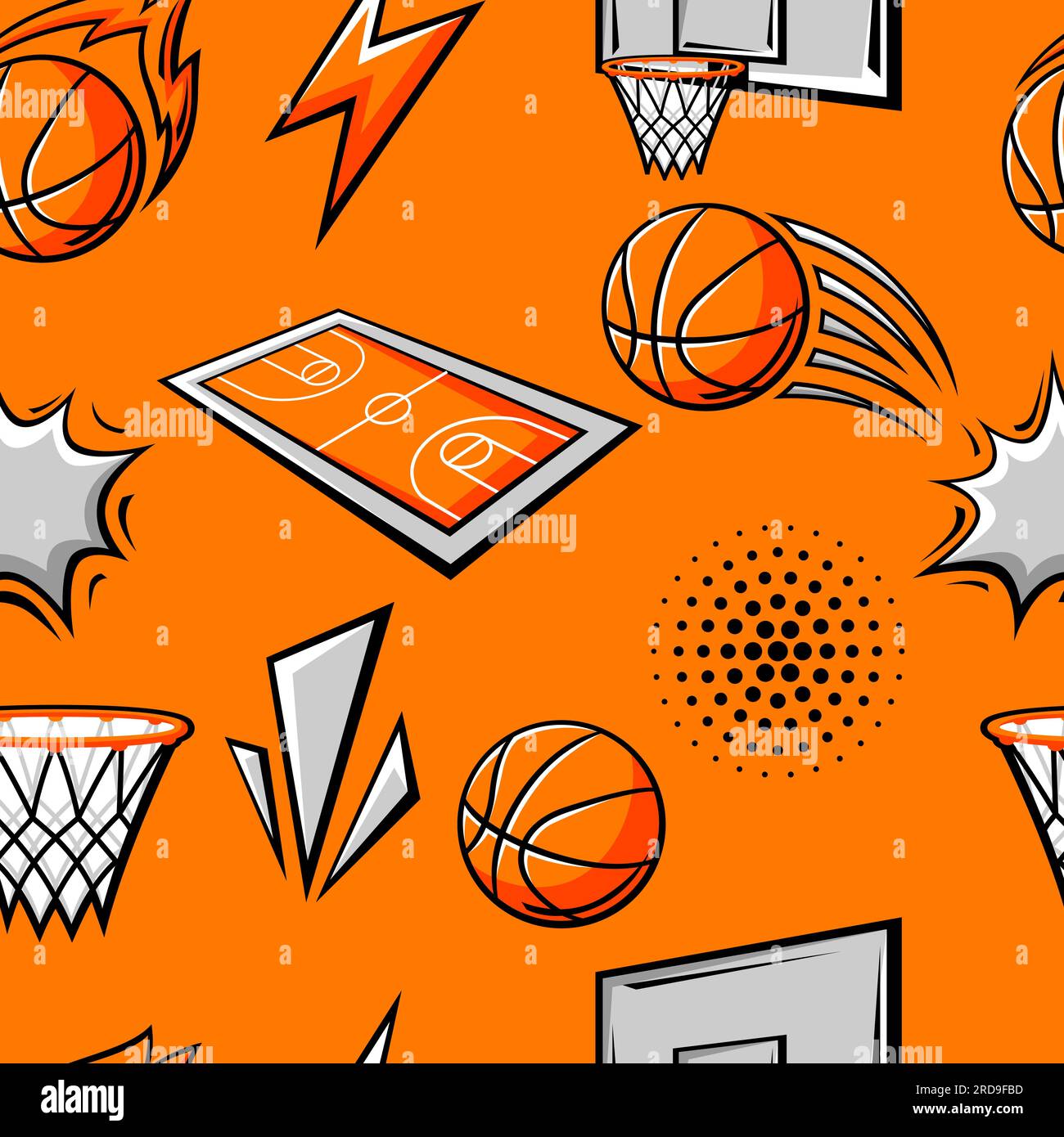 Modello con oggetti da basket. Illustrazione del club sportivo. Illustrazione Vettoriale