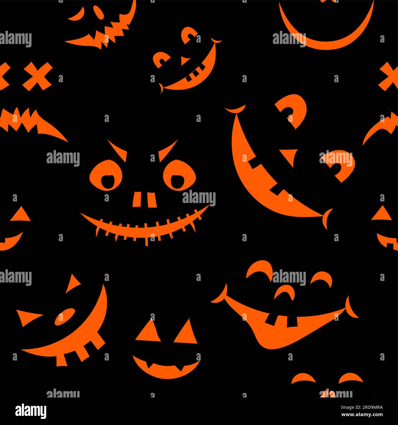 Graziosi volti a lanterna motivo senza cuciture per Halloween. Grazioso design a doodle. Set di lanterne jack o. divertente doodle disegnato a mano, grafica tessile. sfondo, Illustrazione Vettoriale