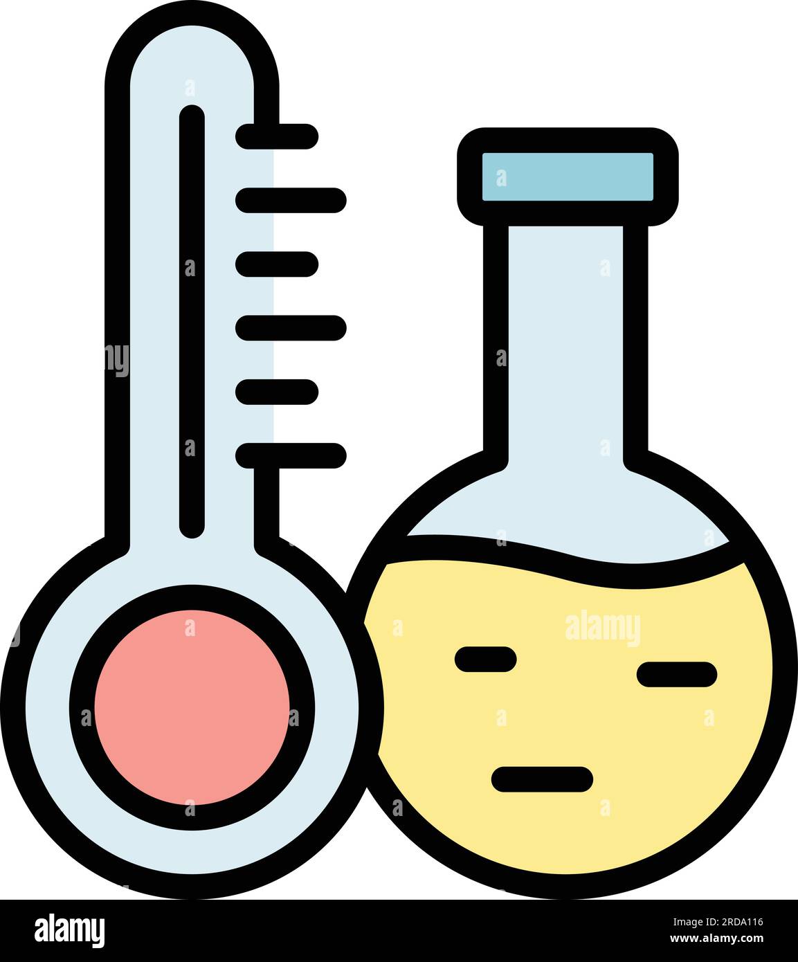 Icona del matraccio del laboratorio di analisi per il contorno del vettore. Provetta chimica. Colore piatto per laboratorio Research Illustrazione Vettoriale