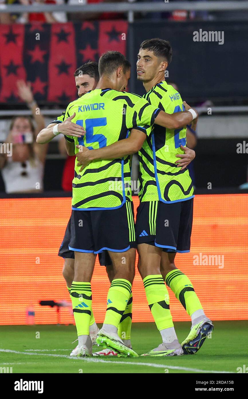 Washington, USA. 19 luglio 2023. Jorginho dell'Arsenal durante l'MLS All-Star Game tra l'Arsenal FC e l'MLS All-Stars all'Audi Field il 19 luglio 2023 a Washington, DC. Credito: Brazil Photo Press/Alamy Live News Foto Stock