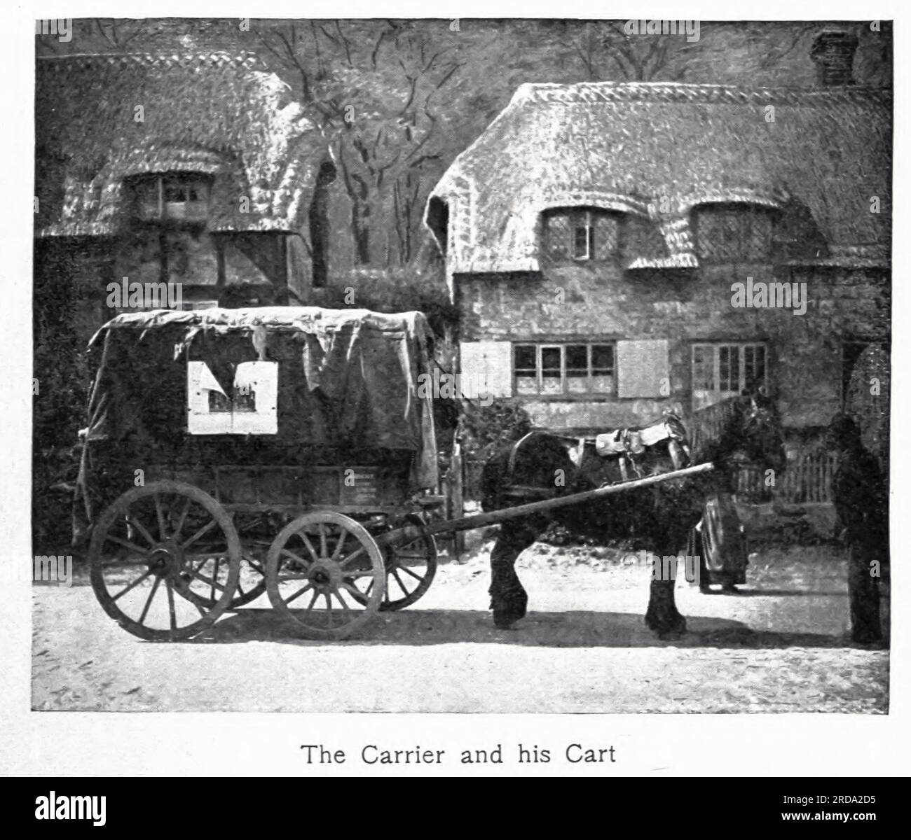 The Carrier and His Cart and Horse Fotografia in bianco e nero dal libro ' Among English Hedgerows' di Clifton Johnson, 1865-1940 data di pubblicazione 1899 ristampata nel 1914 Publisher New York : The Macmillan co.; London, Macmillan and co., ltd. Foto Stock The Carrier and His Cart and Horse Fotografia in bianco e nero dal libro ' Among English Hedgerows' di Clifton Johnson, 1865-1940 data di pubblicazione 1899 ristampata nel 1914 Publisher New York : The Macmillan co.; London, Macmillan and co., ltd. Foto Stock