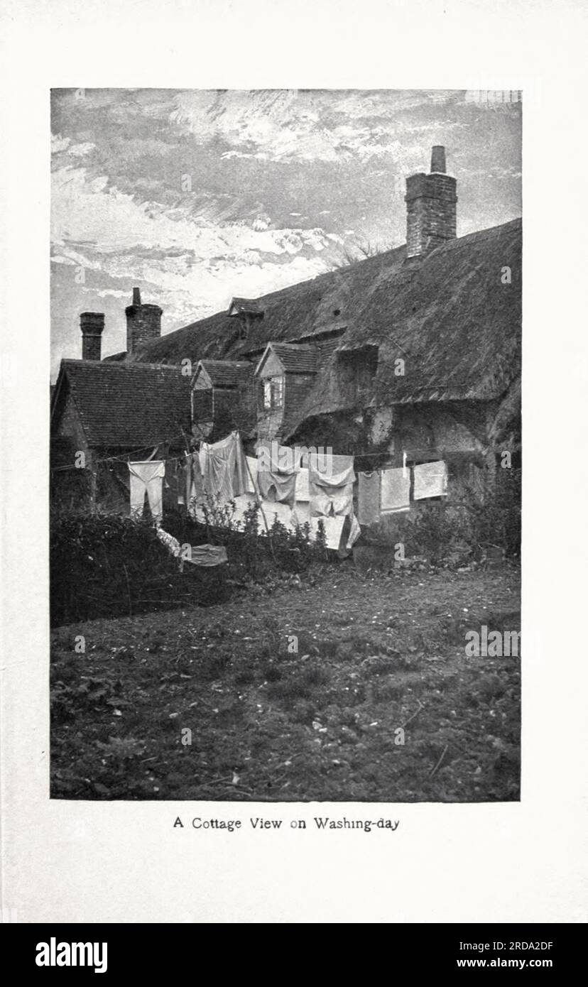 A Cottage View on Washing Day Fotografia in bianco e nero dal libro ' Among English Hedgerows' di Clifton Johnson, 1865-1940 data di pubblicazione 1899 ristampata nel 1914 Publisher New York : The Macmillan co.; London, Macmillan and co., ltd. Foto Stock A Cottage View on Washing Day Fotografia in bianco e nero dal libro ' Among English Hedgerows' di Clifton Johnson, 1865-1940 data di pubblicazione 1899 ristampata nel 1914 Publisher New York : The Macmillan co.; London, Macmillan and co., ltd. Foto Stock