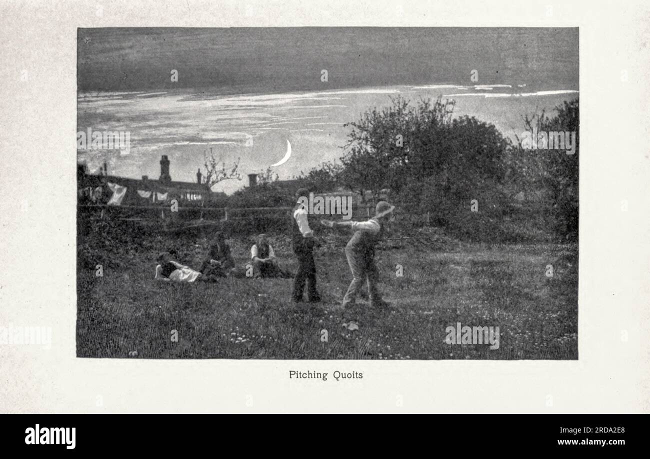 Pitching Quoits fotografia in bianco e nero dal libro ' Among English Hedgerows' di Clifton Johnson, 1865-1940 data di pubblicazione 1899 ristampato nel 1914 Publisher New York : The Macmillan co.; London, Macmillan and co., ltd. Foto Stock Pitching Quoits fotografia in bianco e nero dal libro ' Among English Hedgerows' di Clifton Johnson, 1865-1940 data di pubblicazione 1899 ristampato nel 1914 Publisher New York : The Macmillan co.; London, Macmillan and co., ltd. Foto Stock