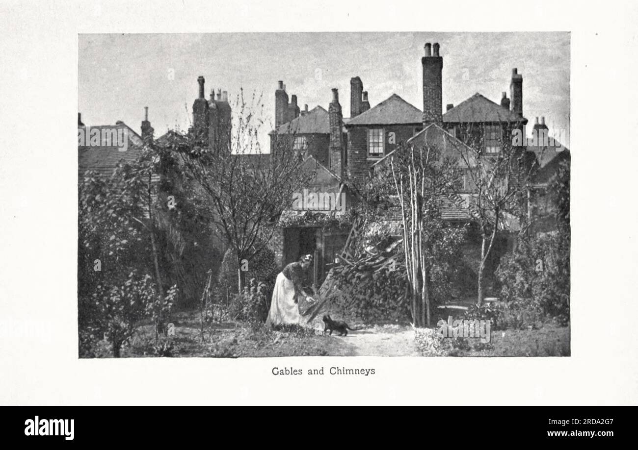 Gables and Chimneys fotografia in bianco e nero dal libro ' Among English Hedgerows' di Clifton Johnson, 1865-1940 data di pubblicazione 1899 ristampata nel 1914 Publisher New York : The Macmillan co.; London, Macmillan and co., ltd. Foto Stock Gables and Chimneys fotografia in bianco e nero dal libro ' Among English Hedgerows' di Clifton Johnson, 1865-1940 data di pubblicazione 1899 ristampata nel 1914 Publisher New York : The Macmillan co.; London, Macmillan and co., ltd. Foto Stock