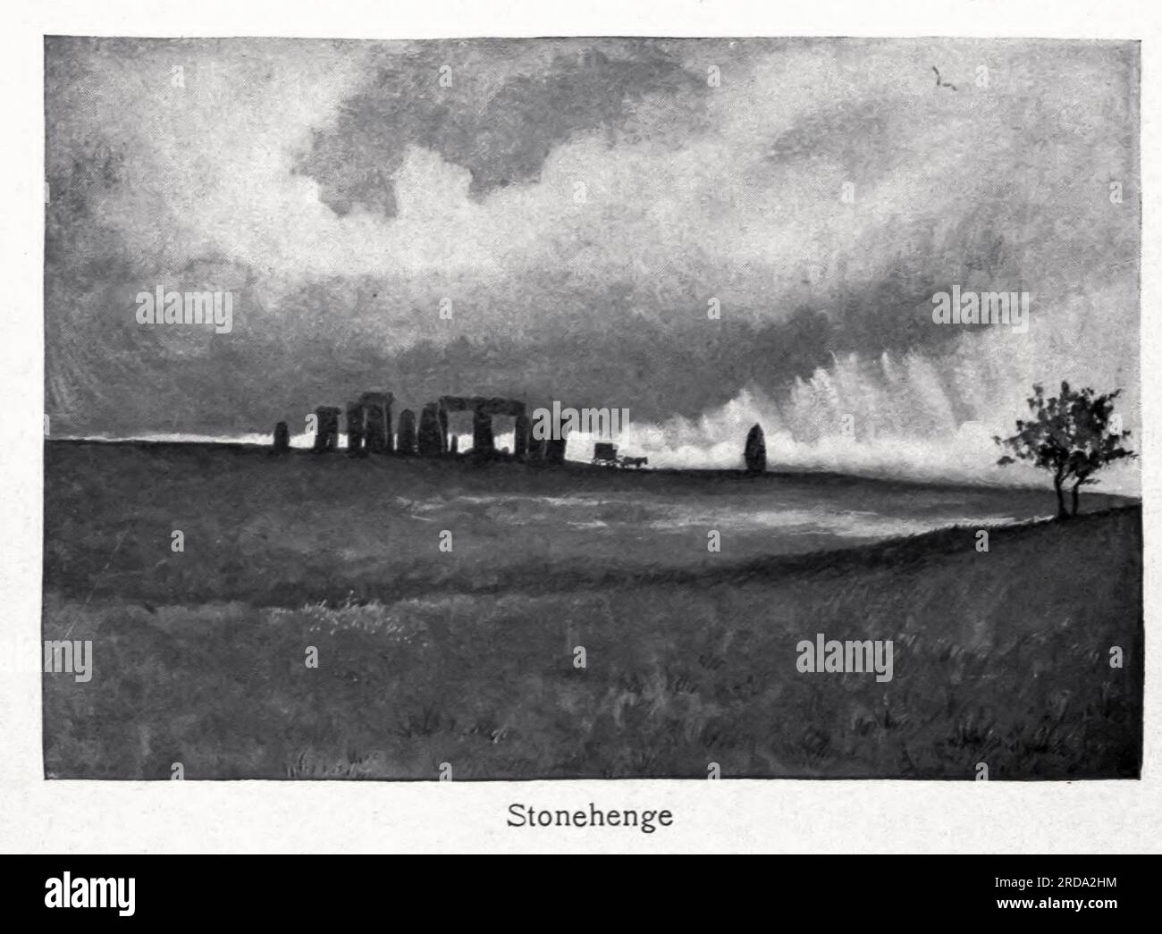 Stonehenge fotografia in bianco e nero dal libro ' Among English Hedgerows' di Clifton Johnson, 1865-1940 data di pubblicazione 1899 ristampata nel 1914 Publisher New York : The Macmillan co.; London, Macmillan and co., ltd. Foto Stock