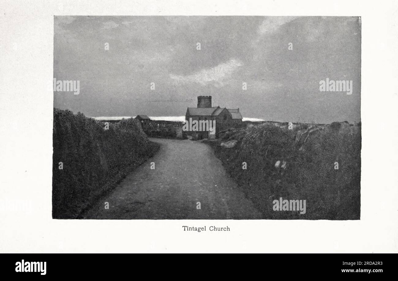 Tintagel Church fotografia in bianco e nero dal libro ' Among English Hedgerows' di Clifton Johnson, 1865-1940 data di pubblicazione 1899 ristampata nel 1914 Publisher New York : The Macmillan co.; London, Macmillan and co., ltd. Foto Stock Tintagel Church fotografia in bianco e nero dal libro ' Among English Hedgerows' di Clifton Johnson, 1865-1940 data di pubblicazione 1899 ristampata nel 1914 Publisher New York : The Macmillan co.; London, Macmillan and co., ltd. Foto Stock